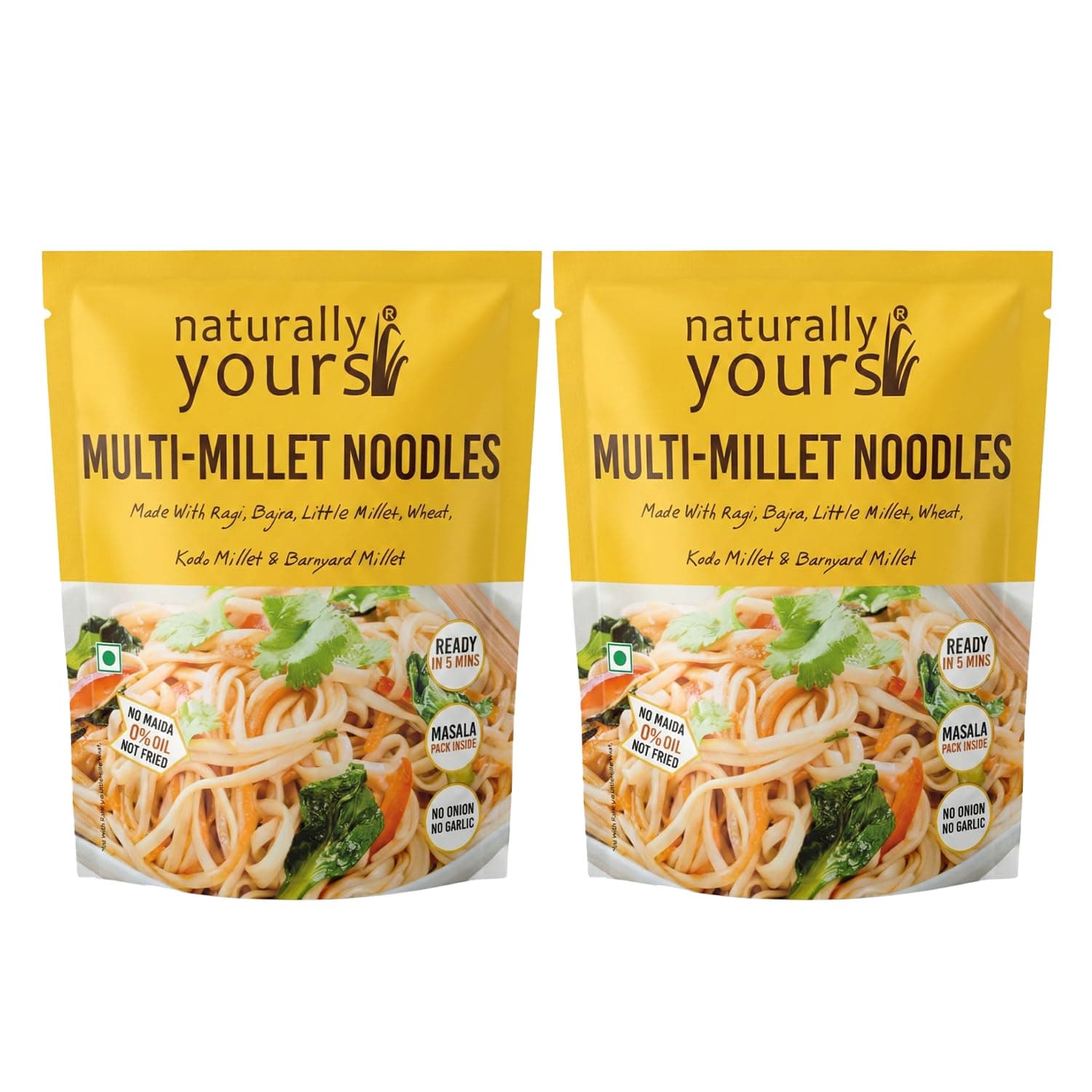 Naturally Yours Multi Millet Hakka Noodles | Ragi, Bajra, Little, Kodo & Barnyard Millet with Whole Wheat | No Maida, No Onion No Garlic, Jain Friendly, Vegan, Preservative Free | 180g Pack of 2 — image 2