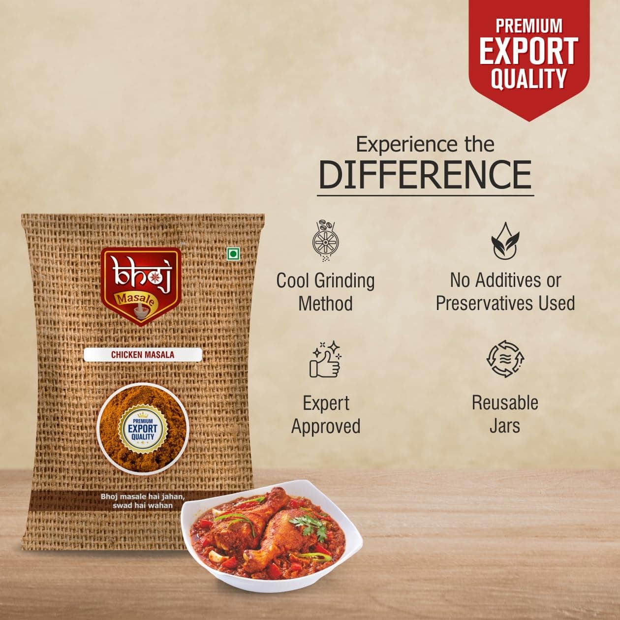 Bhoj Masale Chicken Masala with Natural Oils 100GM | Made with Authentic Spices | No Preservatives, Colours or Artificial Flavours​. No Colour, No Preservatives, No Onion and no garlic added — image 6