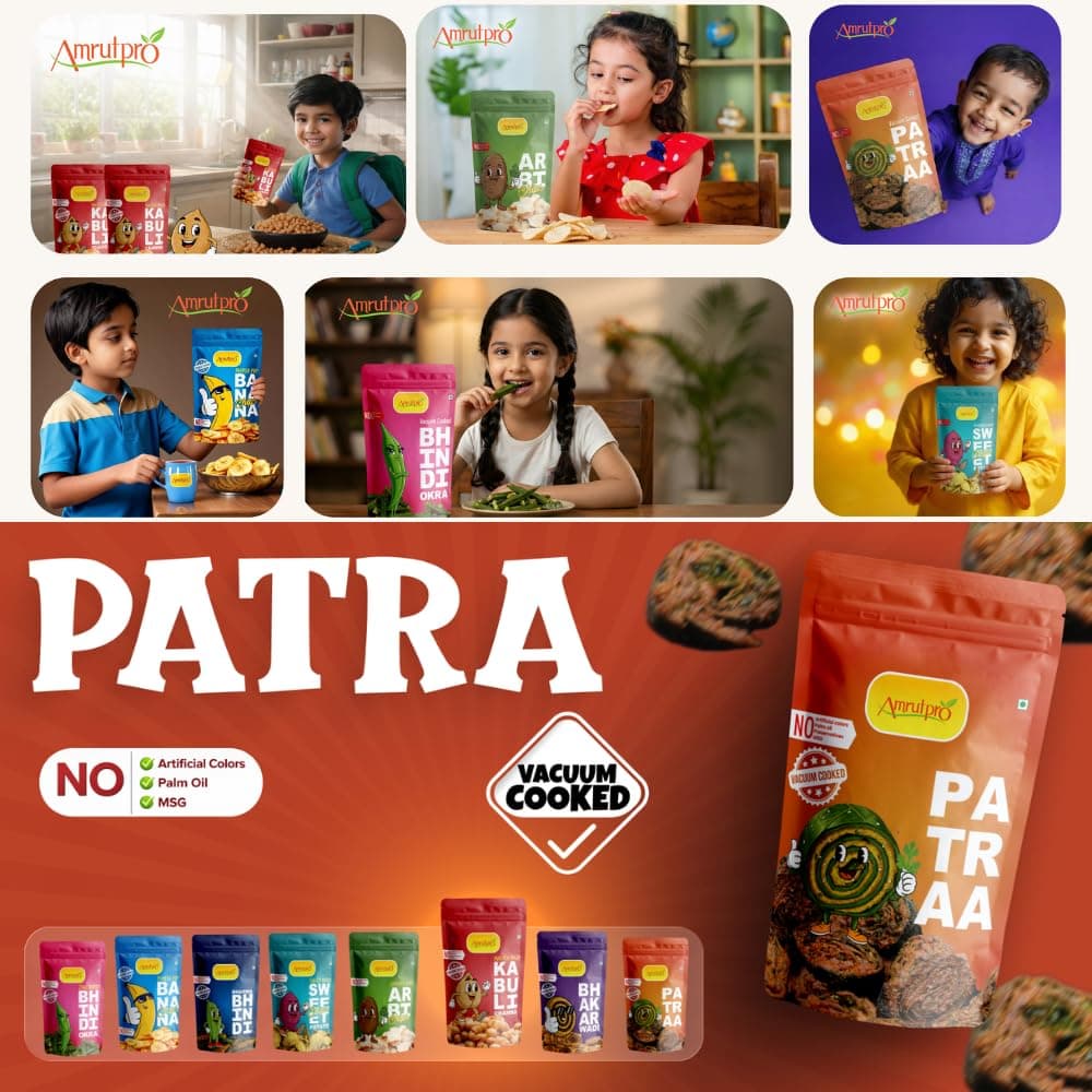 AmrutPro Patra | 3 Pack Combo | Vacuum Cooked Traditional Snack | Crispy Texture | No Palm Oil | No Artificial Colours | No Preservatives — image 4