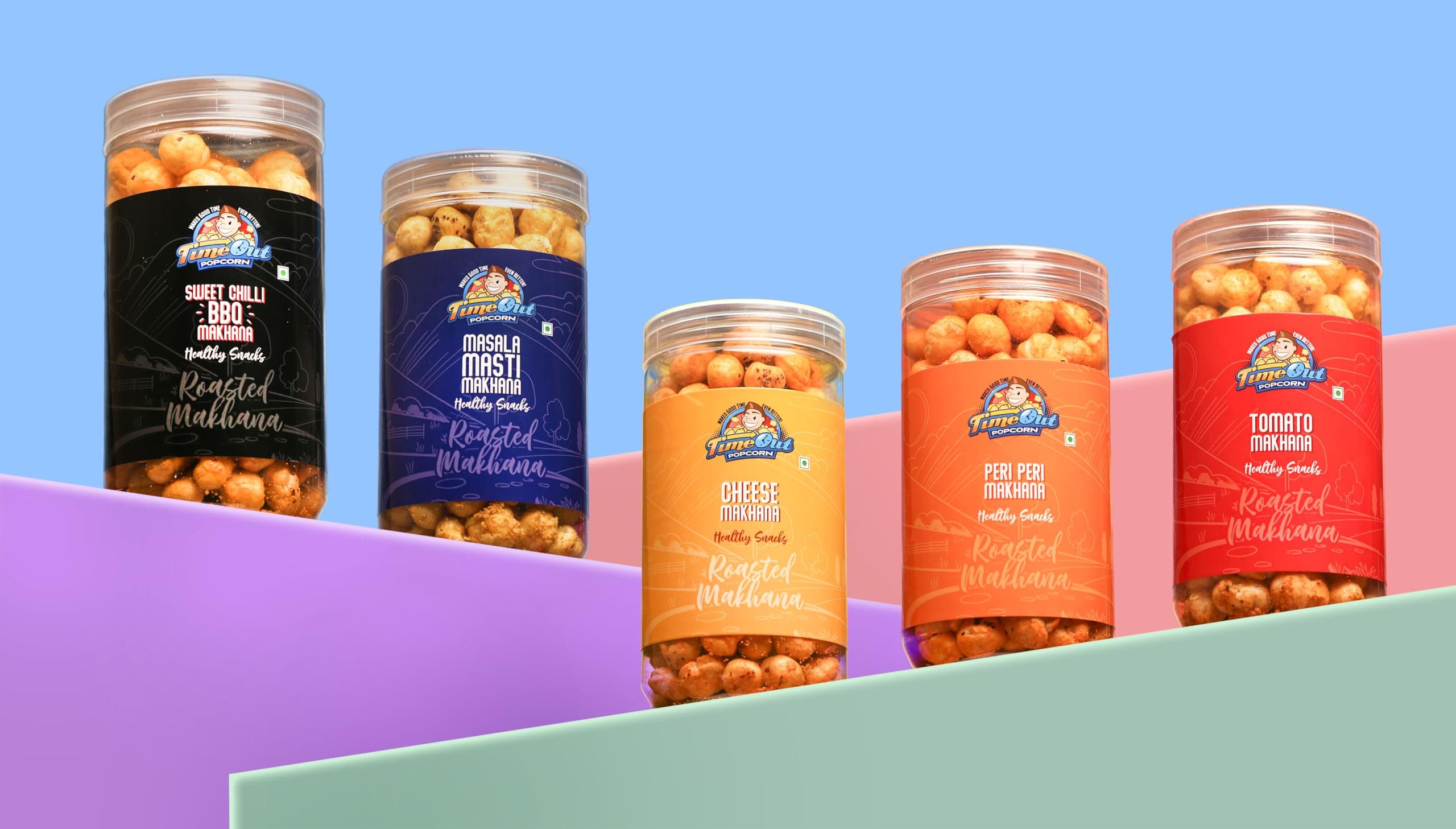 Time Out Popcorn Jain Tomato Flavour Roasted Makhana 70g, Crunchy Spicy Foxnuts — image 3