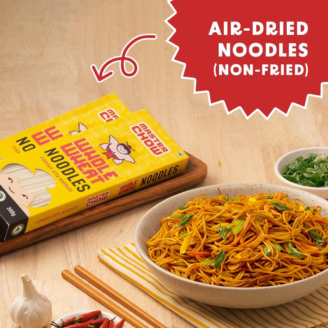 MasterChow Healthy Whole Wheat Noodles- Pack of 2 | 100% Atta | No Maida, Not Fried | Serves 10 Meals - 600gms — image 6