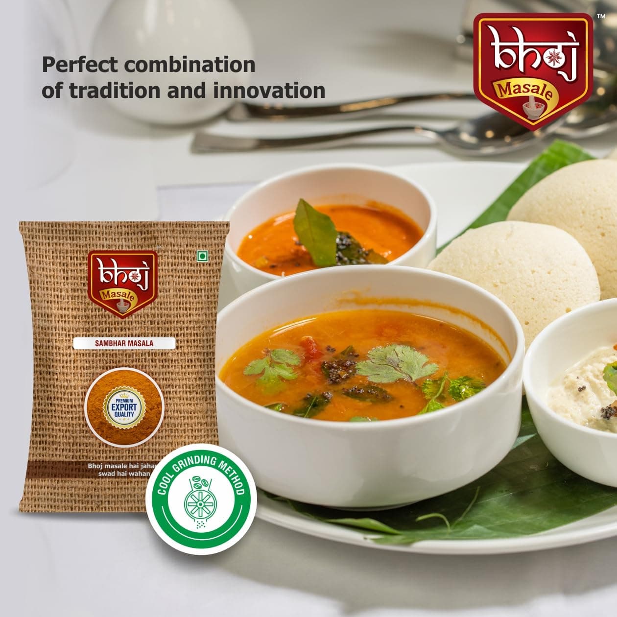 Bhoj Masale Sambhar - 100GM | Aromatic Spice for Flavorful Indian Cooking | For Flavorful Cooking | No Artificial Flavor Added. No onion and no garlic added (Jain Masala) — image 3