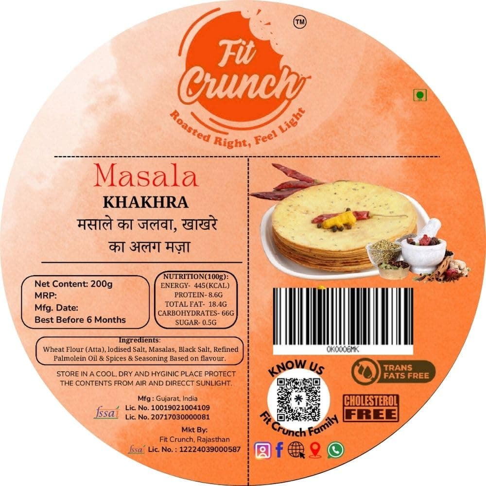 Masala Khakhra – Flavor-Packed Roasted Snack – No Onion No Garlic – 200g