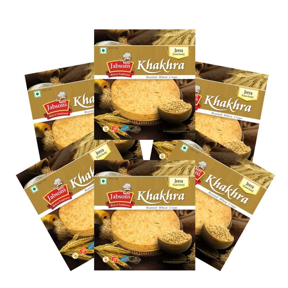 Jabsons Jeera Khakhra 100% Roasted | Pack of 6| No Onion No Garlic Ready To Eat | Vacuum Sealed | Crispy Healthy And Diet-Friendly Indian Tea Time Treat Gujrati Snacks,1.08 Kg — image 2