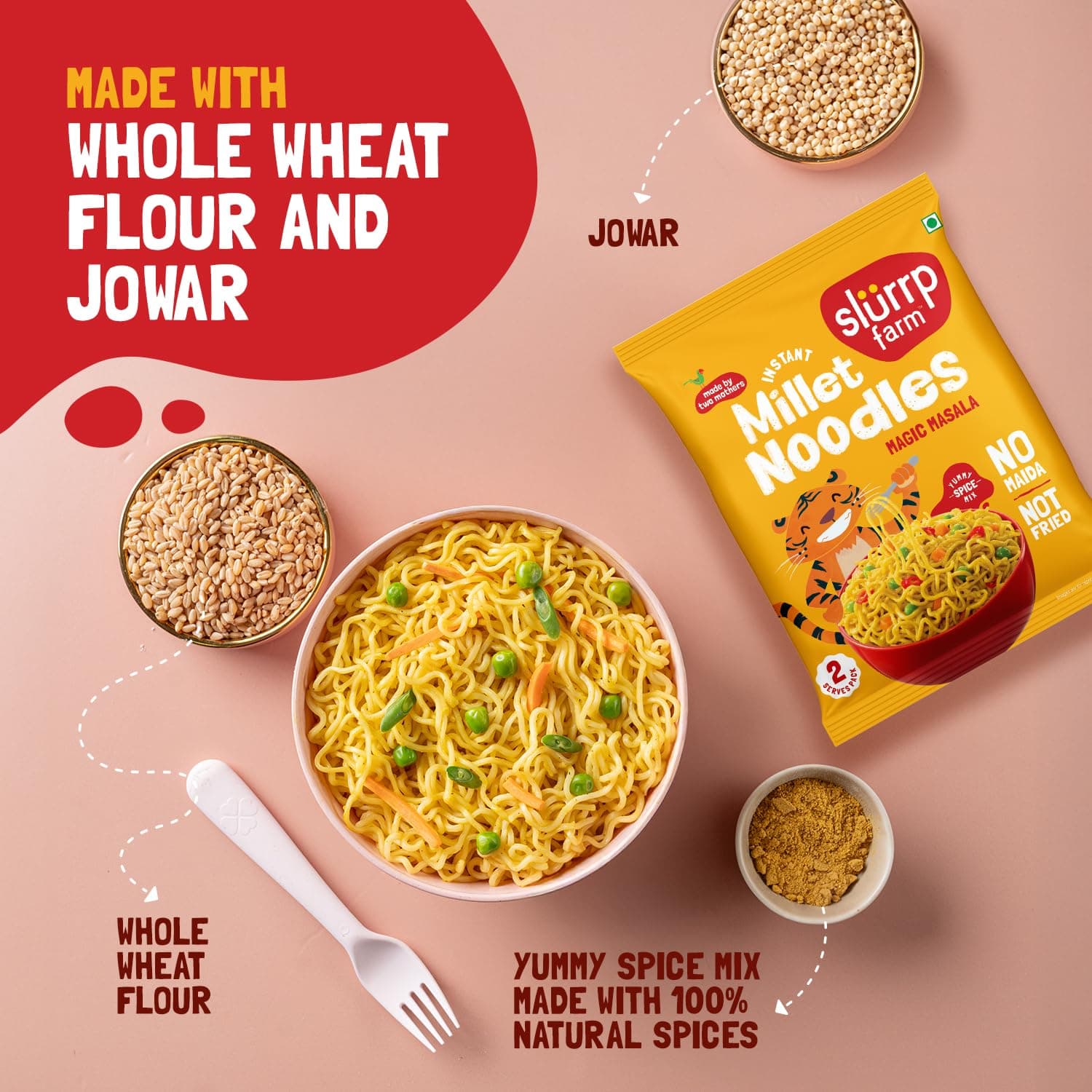 Slurrp Farm No Maida, No MSG Instant Noodles | Magic Masala | Not Fried, Millet Noodles, 6 X 57 g — image 9