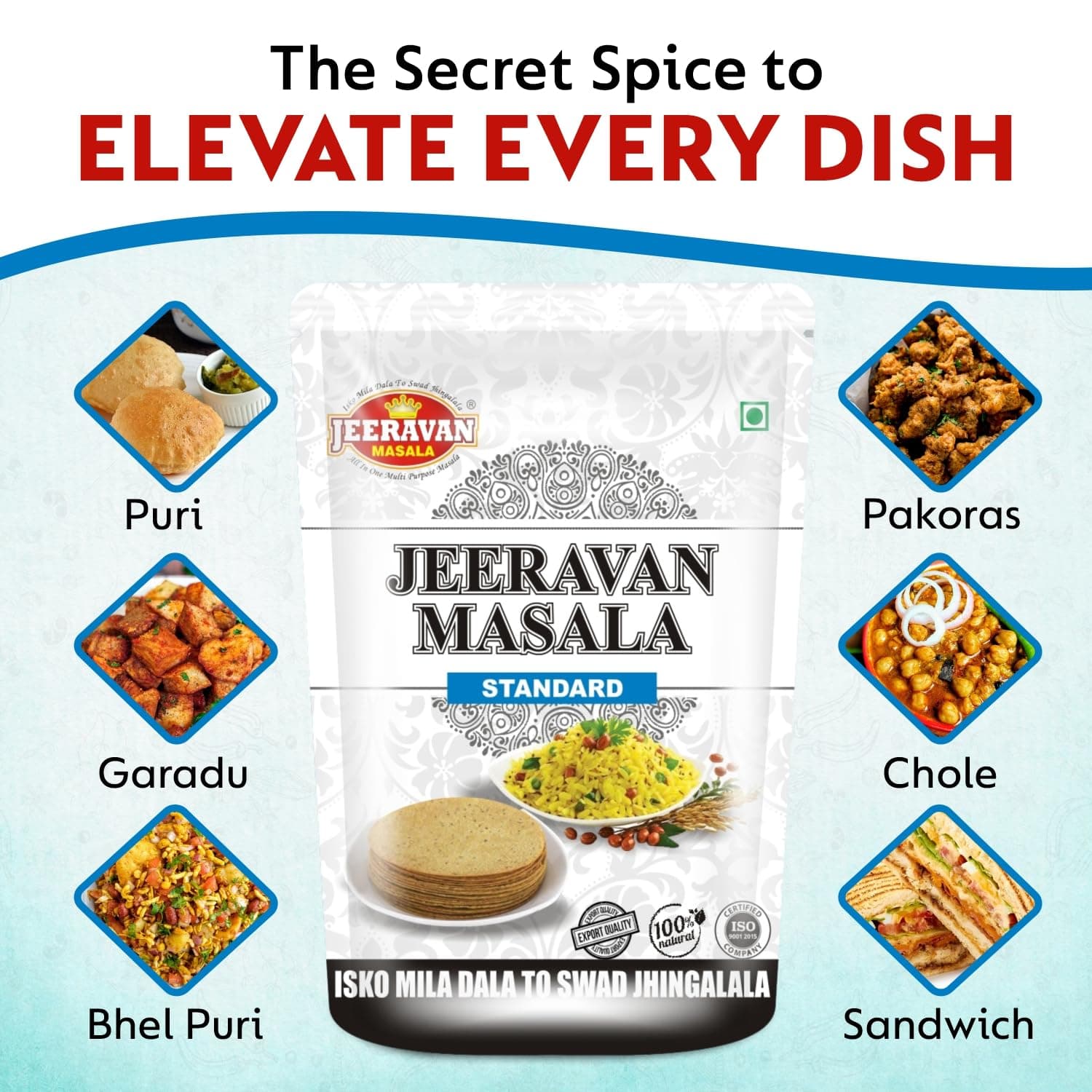 JEERAVAN Masala Standard - Poha,Pakoda Spice Powder for Raita Fruit Chaat Masala Natural Hing Jeeravan Mix Powder 500 gm (Pack of 1) — image 7