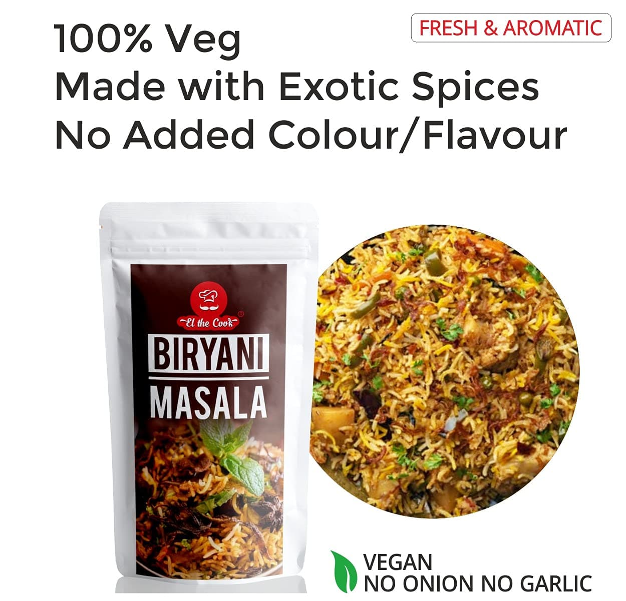 EL The Cook Royal Biryani Masala | Ready to Cook Powder Mix for Veg, Paneer, Chicken, Mutton Biriyani | Premium Rich Spice Blend | 100% Natural, No Additives, No Fillers, GMO-Free, Vegan, Jain | 80g — image 5
