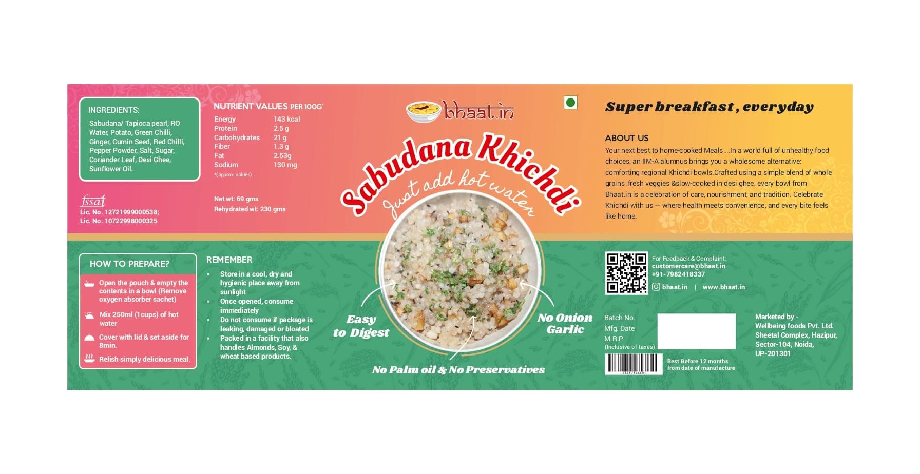 Bhaat.in Sabudana Khichdi |Pack of 2| Desi ghee| Ready to Eat Khichdi Bowl | Instant Healthy Comfort Food | Wholesome Meal in 7 Minutes| Ready-to-Eat Instant Meal | No Onion, No Garlic | NO PALM OIL | Vegetarian & Gluten-Free | Perfect for Daily Breakfast & TravelNUT FREE — image 4