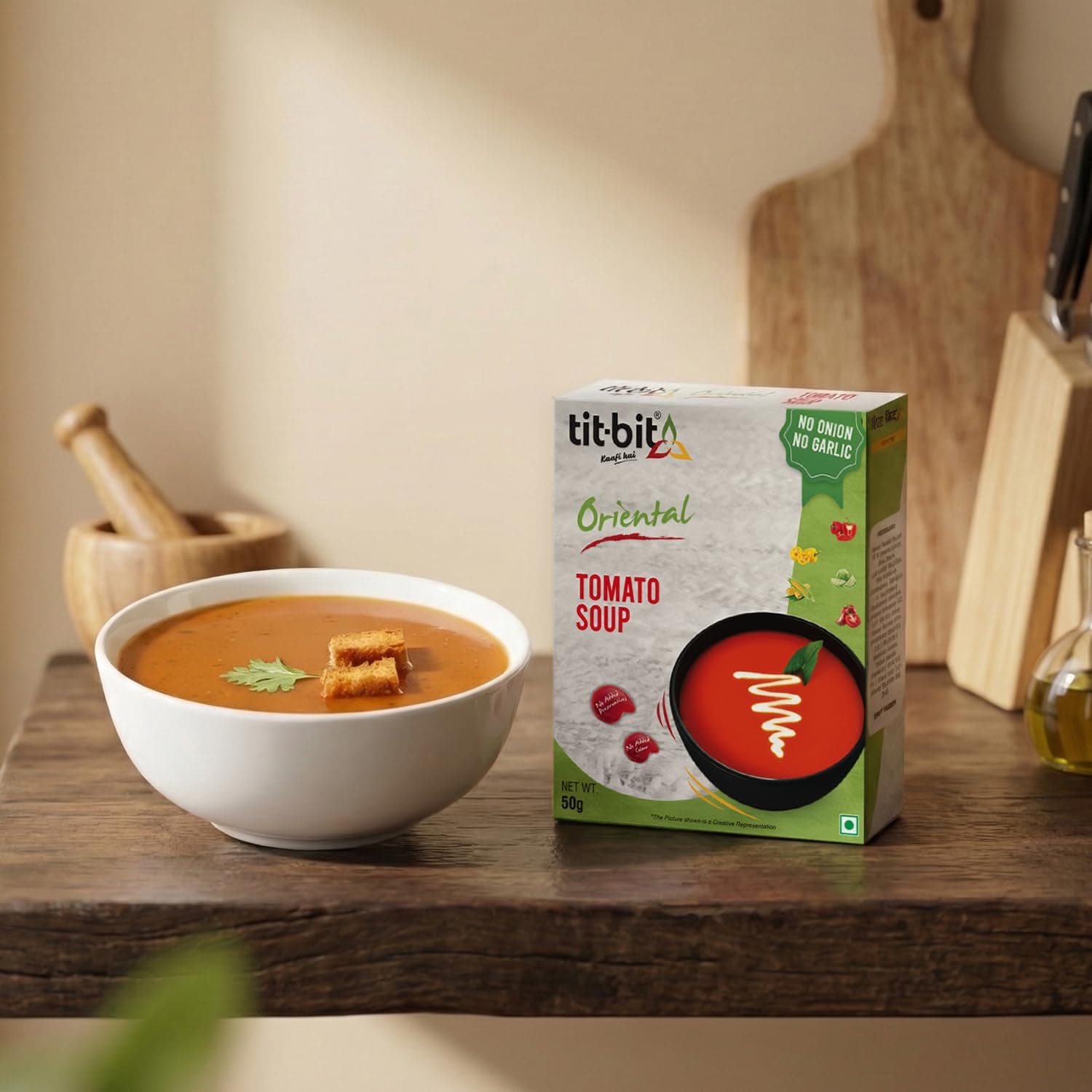 Tit-Bit Tomato Soup Powder Pack of 5 (250g), Instant Chatpata and Spicy Tomato Soup, No Onion No Garlic, Ready-to-eat Soup Packets for Easy Preparation — image 6