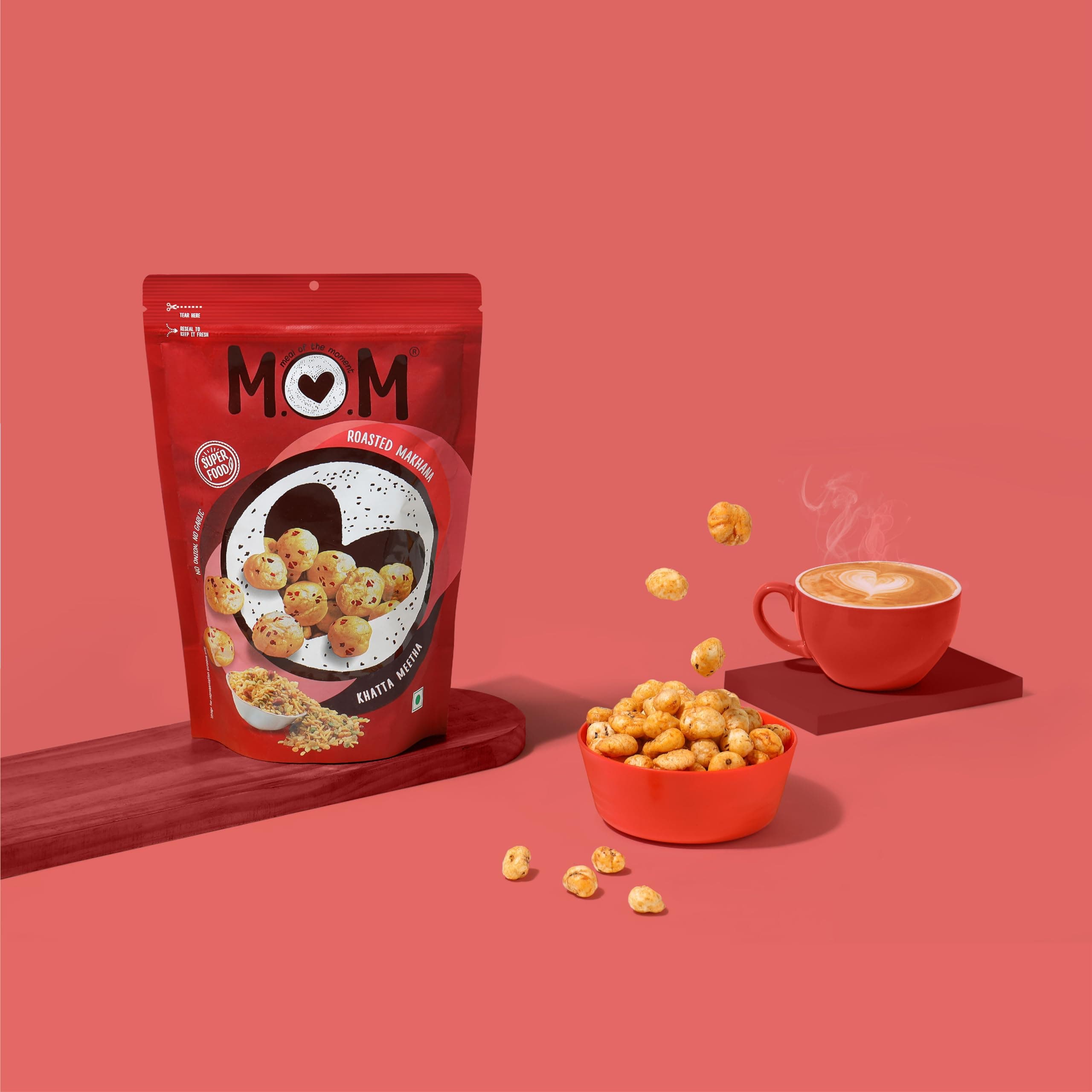 MOM - Meal of the Moment, Roasted Khatta Meetha Makhana (Pack of 2), 52g /64g - Gluten Free | Anti Oxidants | MSG Free | Zero Trans Fat | No added Preservatives and No Artificial Flavours | No Onion No Garlic — image 5