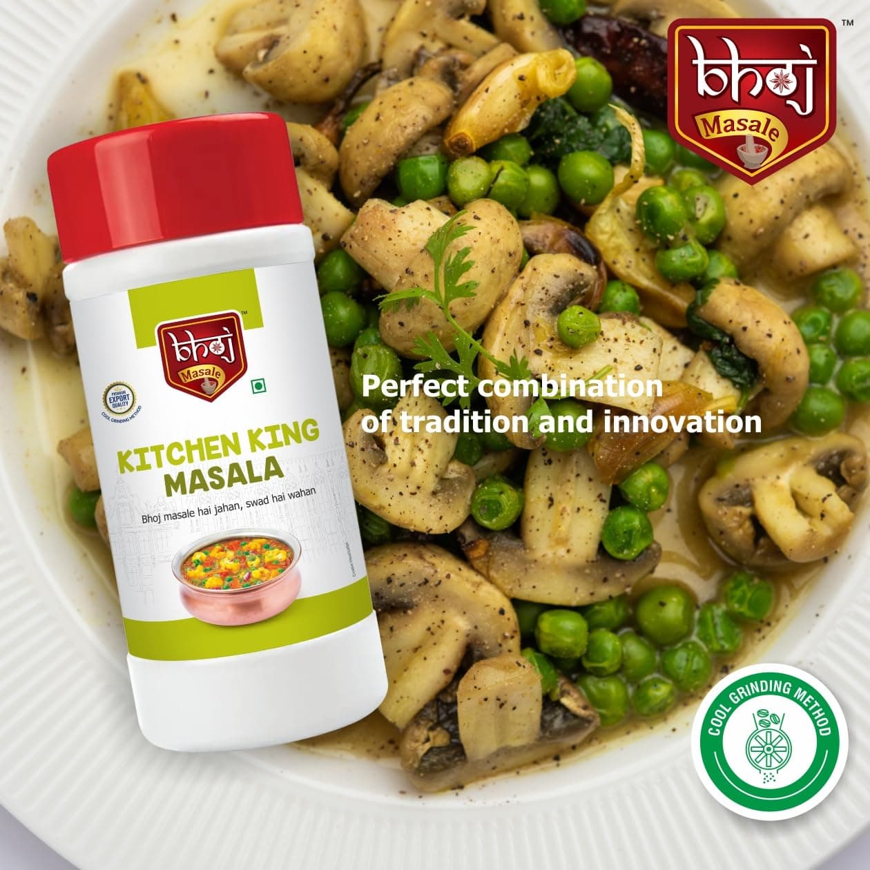 Bhoj Masale Kitchen King Masala Net 450GM (Gross 500gm) | Exotic Indian Masala Spices | Essential for Any Kitchen Dish | Natural Spices Mix. No colour, no preservatives, No Onion & No garlic (Jain Friendly) — image 3