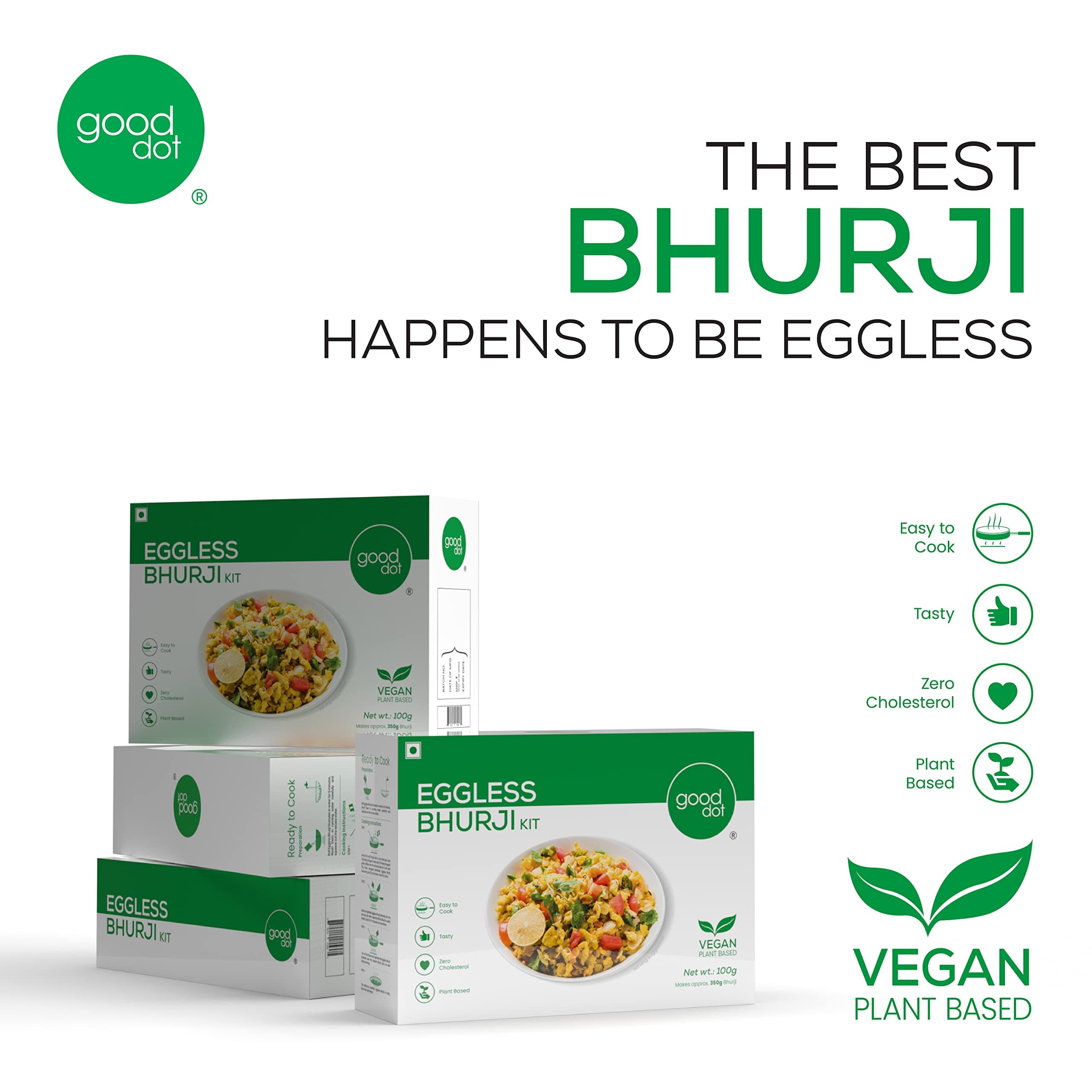 GoodDot Eggless Bhurji Kit – Plant-Based Vegan Protein Bhurji – Ready to Cook – No Egg, No Cholesterol – High Protein Soy Bhurji – Healthy Indian Breakfast Mix – 100g — image 6