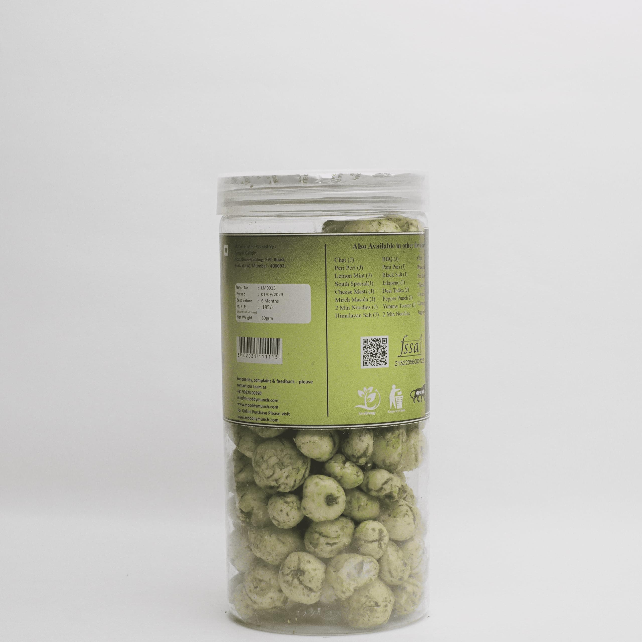 Mooddy Munch Lemon Mint Jain Flavour & Roasted Makhana (70g) Healthy Snacks, Jain Variety, No Onion No Garlic — image 3