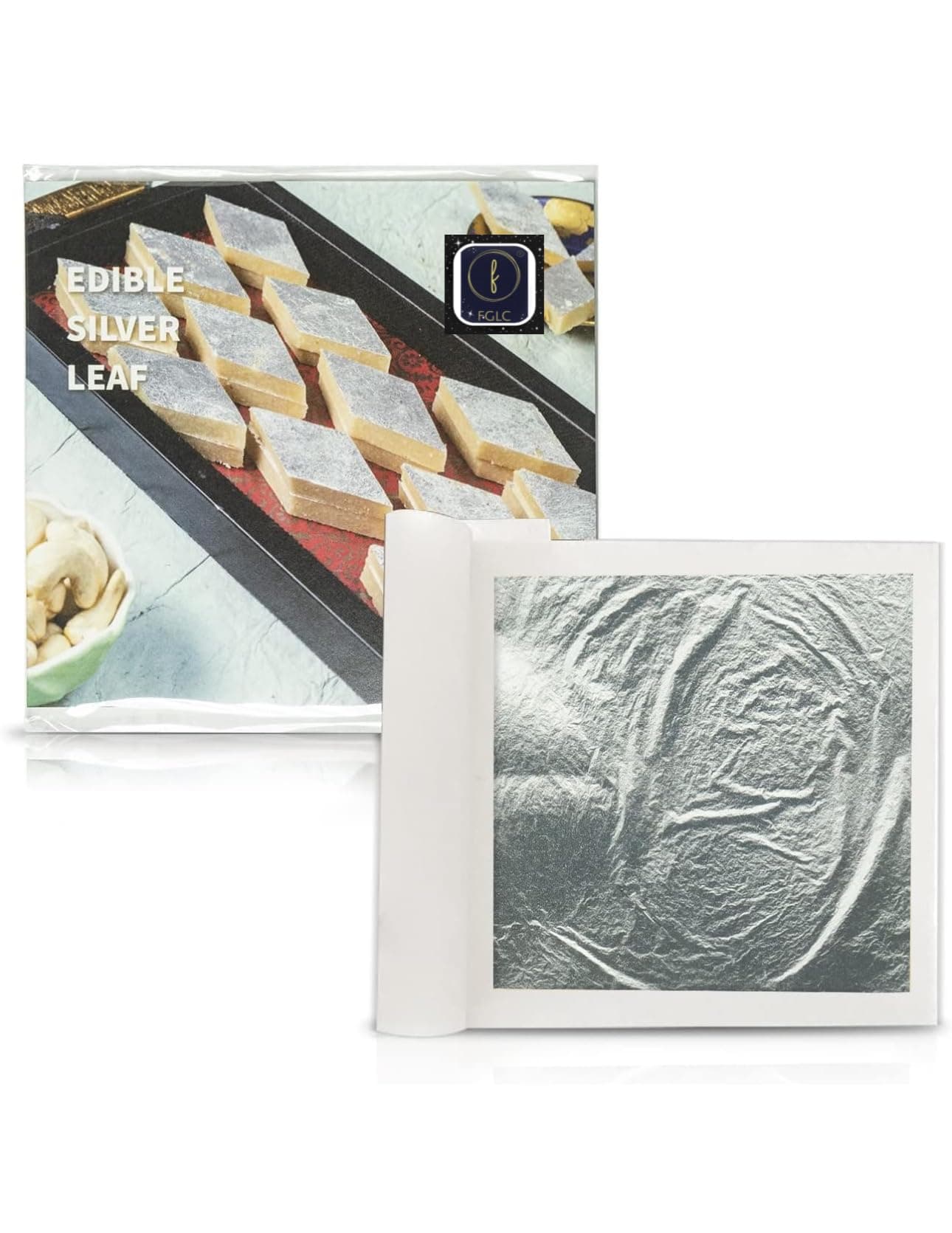 Edible Silver Leaves, 15 Sheets Size 5 Inches by 3 Inchee , Chandi ka Vark for Sweets, Cakes and Desserts Ayurveda Paan Cardamom and Supari Wrapping Jain Temple Pooja Prashad Bhog & Jain Darasar — image 7