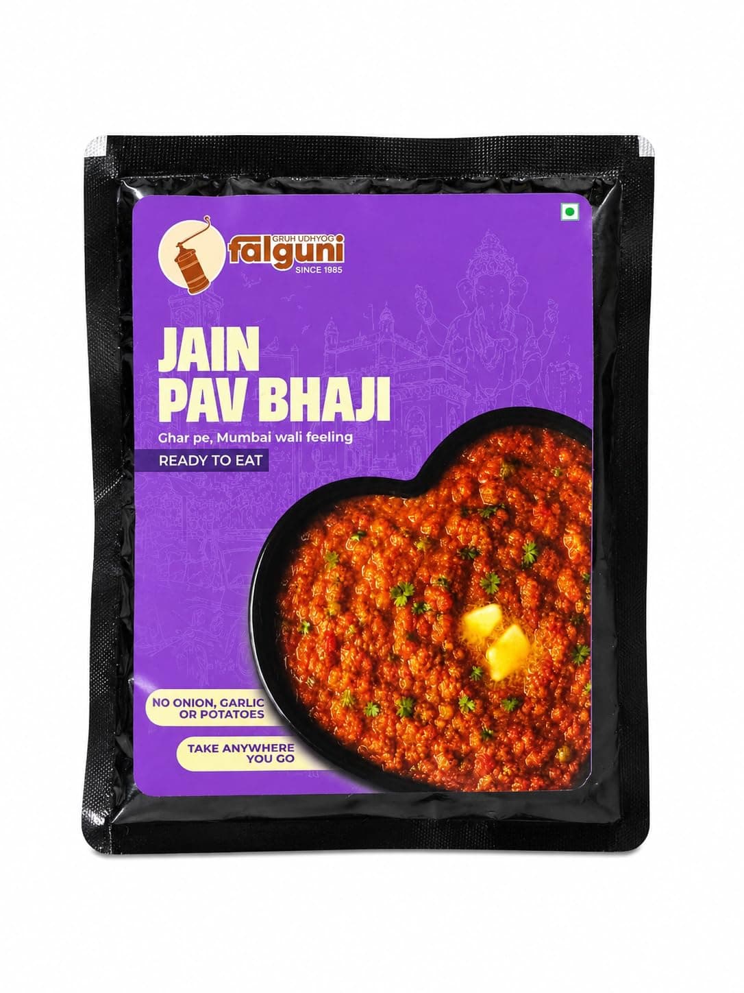 Falguni Gruh Udhyog (FGU) JAIN Pav Bhaji Ready To Eat | Authentic Mumbai Style Pav Bhaji | Instant Heat & Eat Snack Meal | Rich Spicy Indian Street Food Flavor | Travel Friendly Ready Meal | 60G — image 4