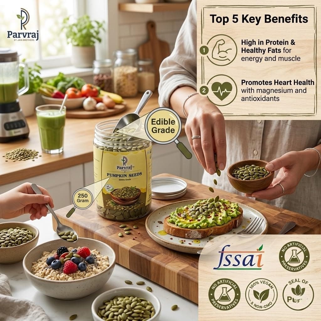 Pumpkin Seeds 250g | Premium Edible Grade Raw Seeds | High Protein, Fiber & Healthy Fats | Rich in Magnesium & Zinc | Natural Superfood Snack | Vegan, Gluten-Free, No Preservatives — image 4