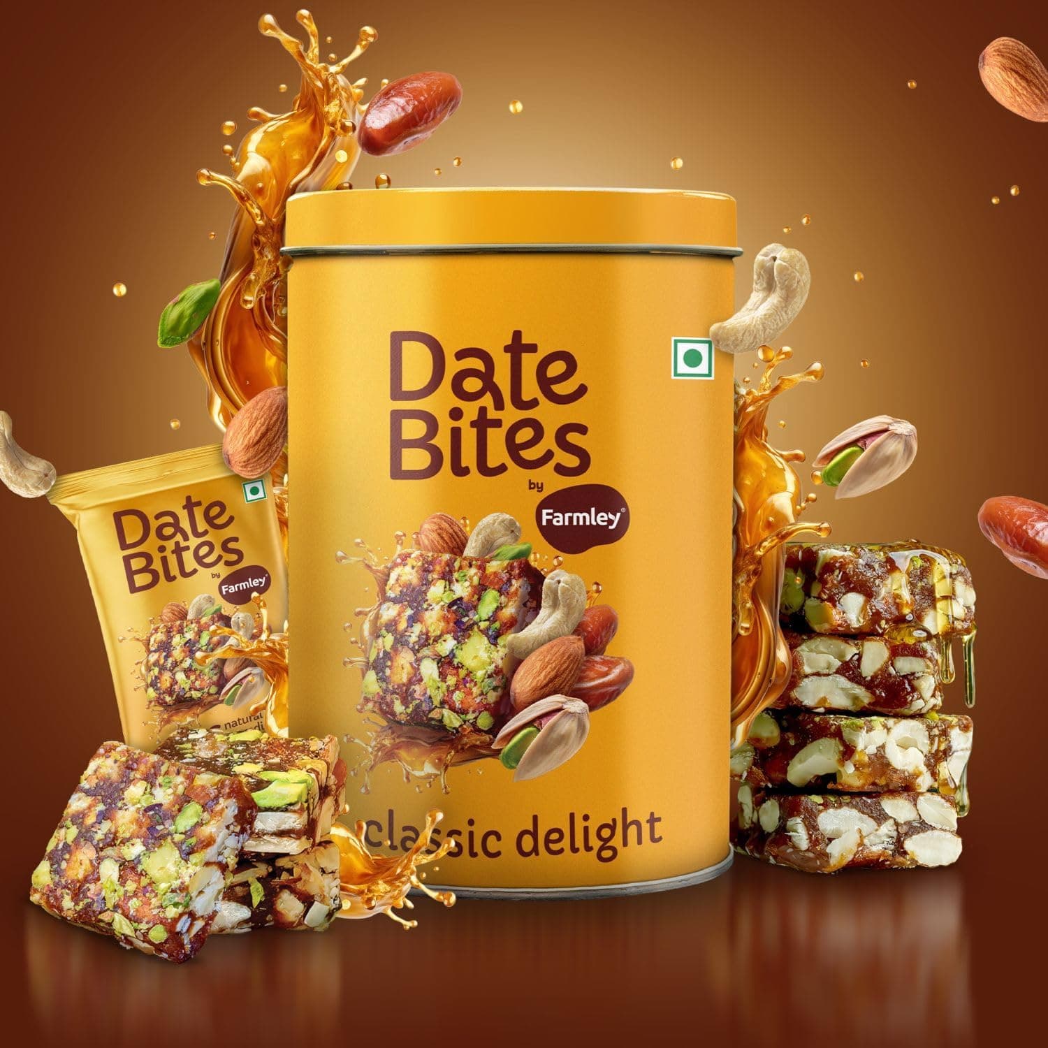 Farmley Date Bites I Dates Barfi Made with Dates, Pista, Cashews, Almonds, Honey and Pure Ghee I Dry Fruits Nuts, Healthy Snacks Sweets,Gluten Free, No Added Sugar (200g, Dates Bites Jar) — image 4