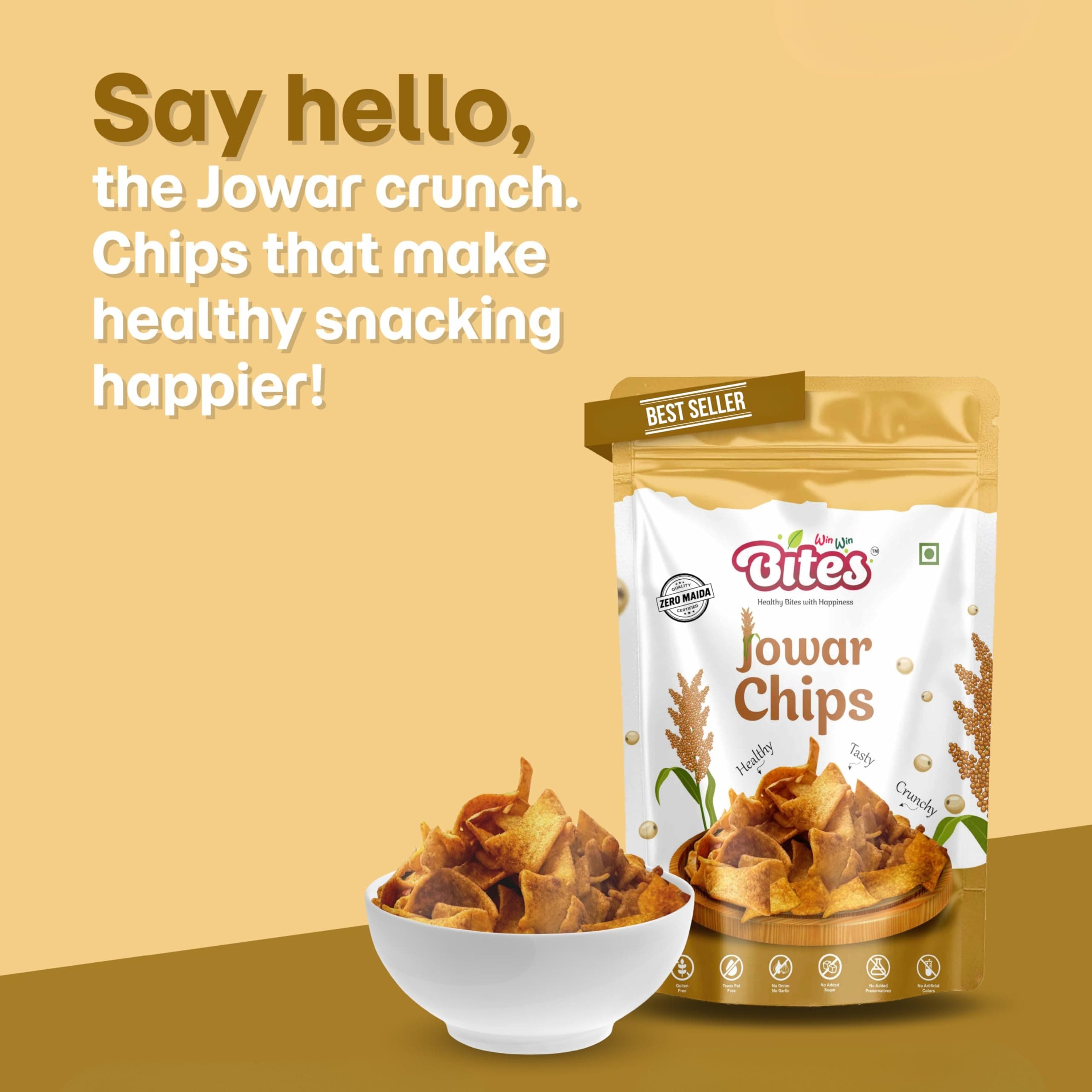 Win Win Bites Millets Healthy Combo Chips | Jowar, Ragi Chips, No Maida, No Onion No Garlic, Crunchy Millets Snacks 170g (2 x 85g Pack) — image 3