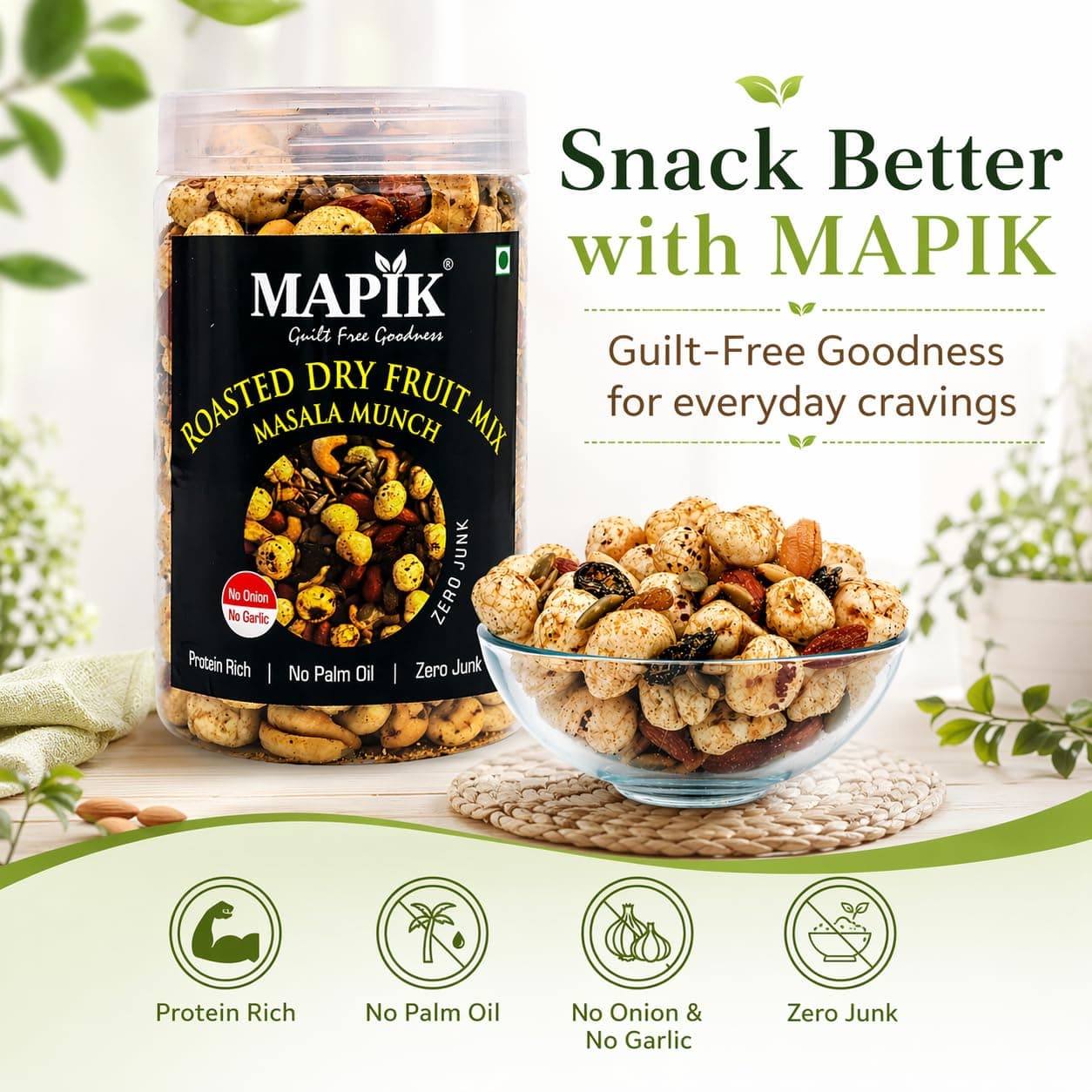 Mapik Roasted Dry Fruits Mix Masala Munch | Premium Trail Mix | Almond,Cashew,Seeds,Makhana & Dried Fruits | High Protein Crunchy Snack | No Palm Oil No Preservatives(200g) — image 8