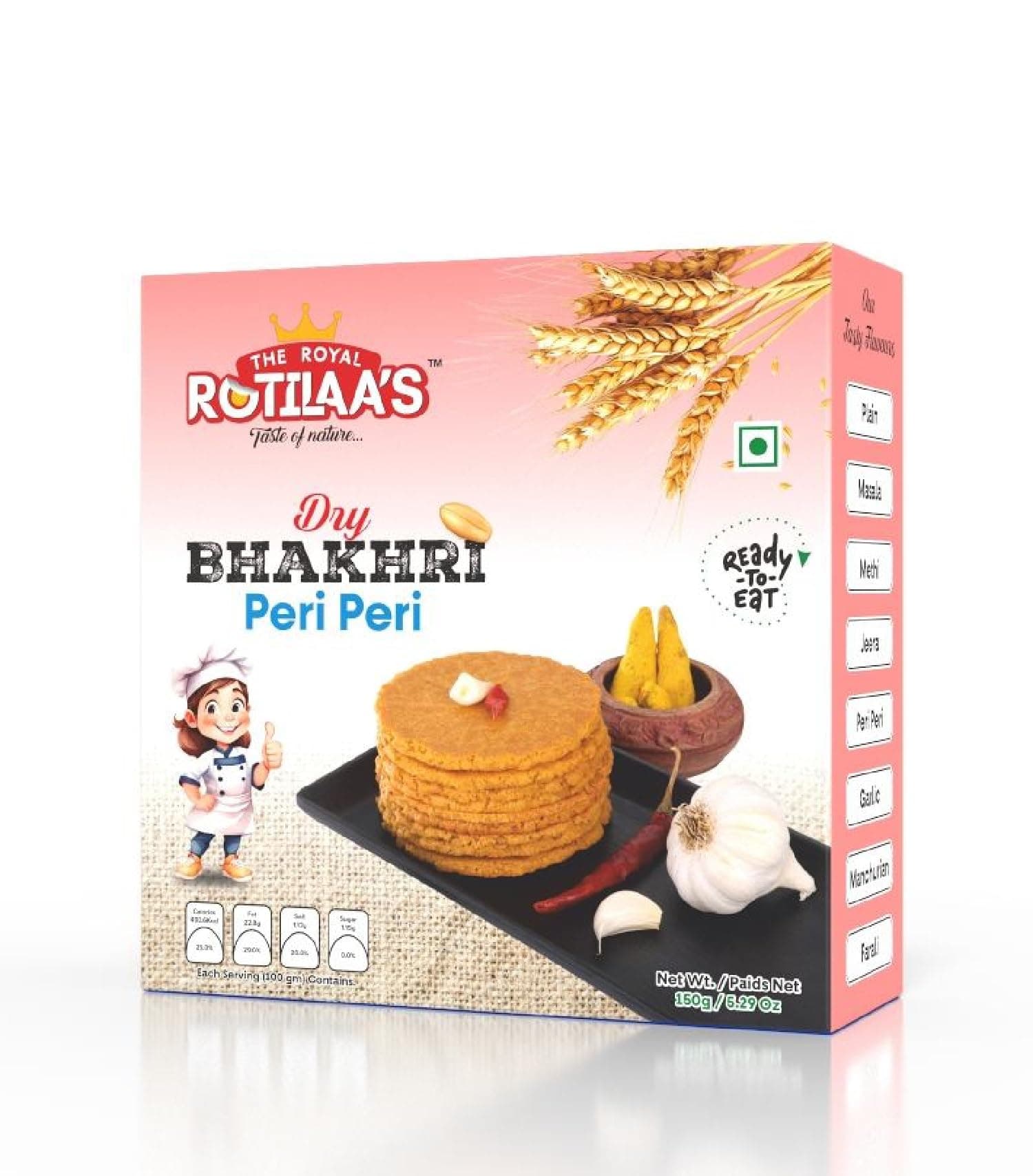 THE ROYAL ROTILAA'S Peri Peri Bhakhri 150g (Pack of 2) | Ready-to-Eat Gujarati Tea-Time Snack | No Maida | No Artificial Colours | Vacuum Packed Healthy Crispy Bhakhri for Adults & Kids — image 2