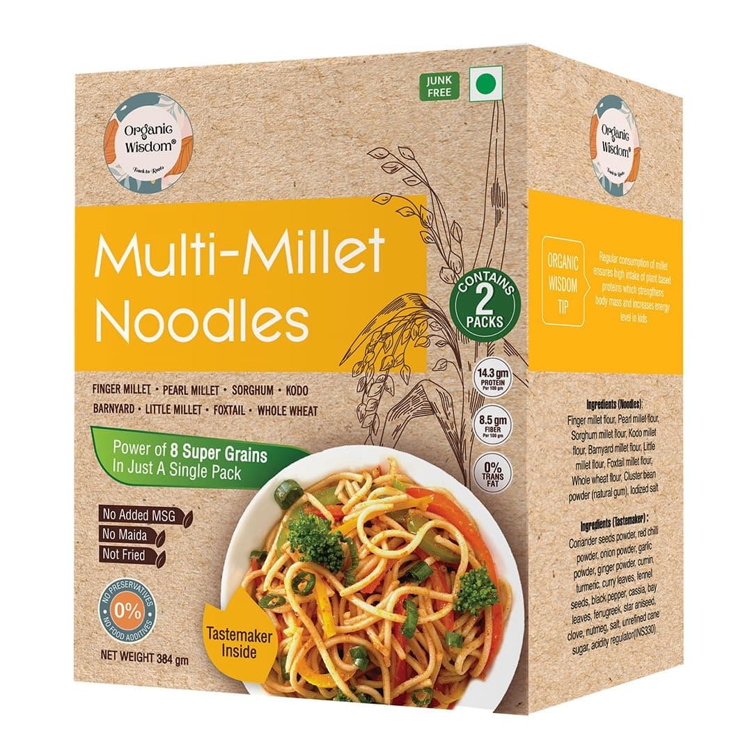 Organic Wisdom-Back to Roots Multi Millet Vegan Noodles | 384 Gm(Contains 2 Packs)| Made With 8 Super Grains | Not Fried - Sun Dried | Junk Free | No Maida, Msg or Refined Oil — image 2