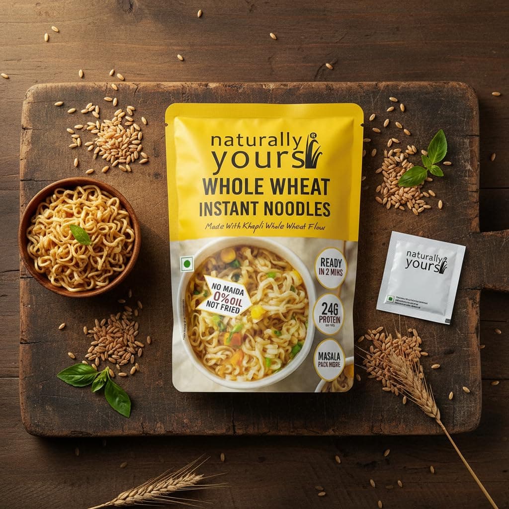 Naturally Yours Khapli Atta Whole Wheat Instant Noodles 175g | 24g Protein | High Protein & Fiber | 100% Maida-Free | Healthy Meal | Non-Fried | No Onion No Garlic Jain-Friendly | Pack of 1 — image 3