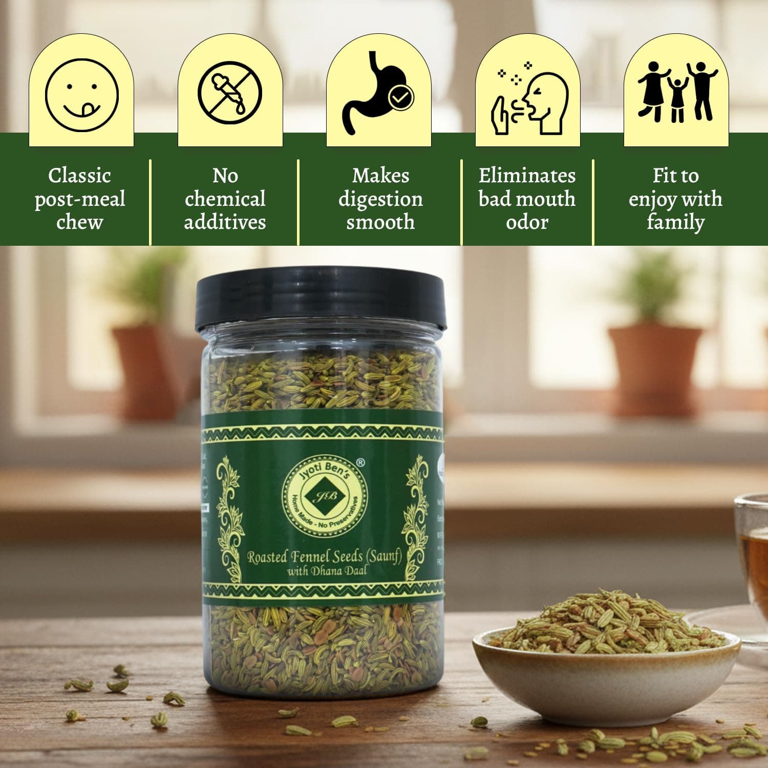 Jyoti Ben's Mukhwas - Roasted Fennel Seeds (Saunf) With Dhana Daal, 1 Count - 200 Gm — image 5