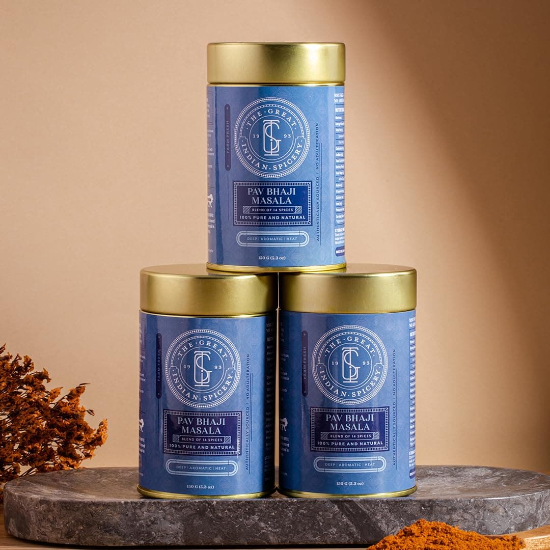 The Great Indian Spicery | Pav Bhaji Masala - 100gm Tin | Steam Sterilisation, Farm Fresh, Authentic Blend of 14 Spices, Non-Adulterated, No Added Color & Preservative | Deep & Aromatic Home Cooking — image 6