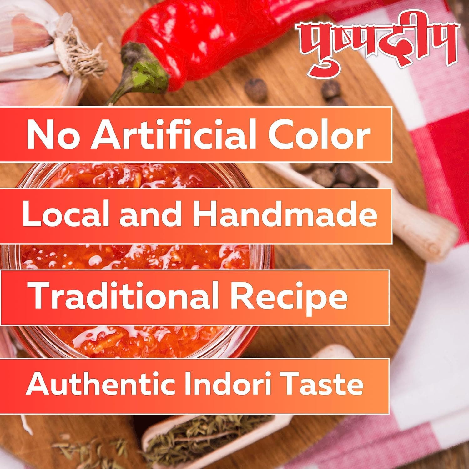 Pushpdeep Paratha Chutney Home Made 500g, 100g per Pack of 5 | Combination Of Khatta, Meetha & Tikha/Spicy Aloo Paratha Chutney Perfect with Pakoda, Bhajiya | No Preservatives, Hand Made In India — image 6