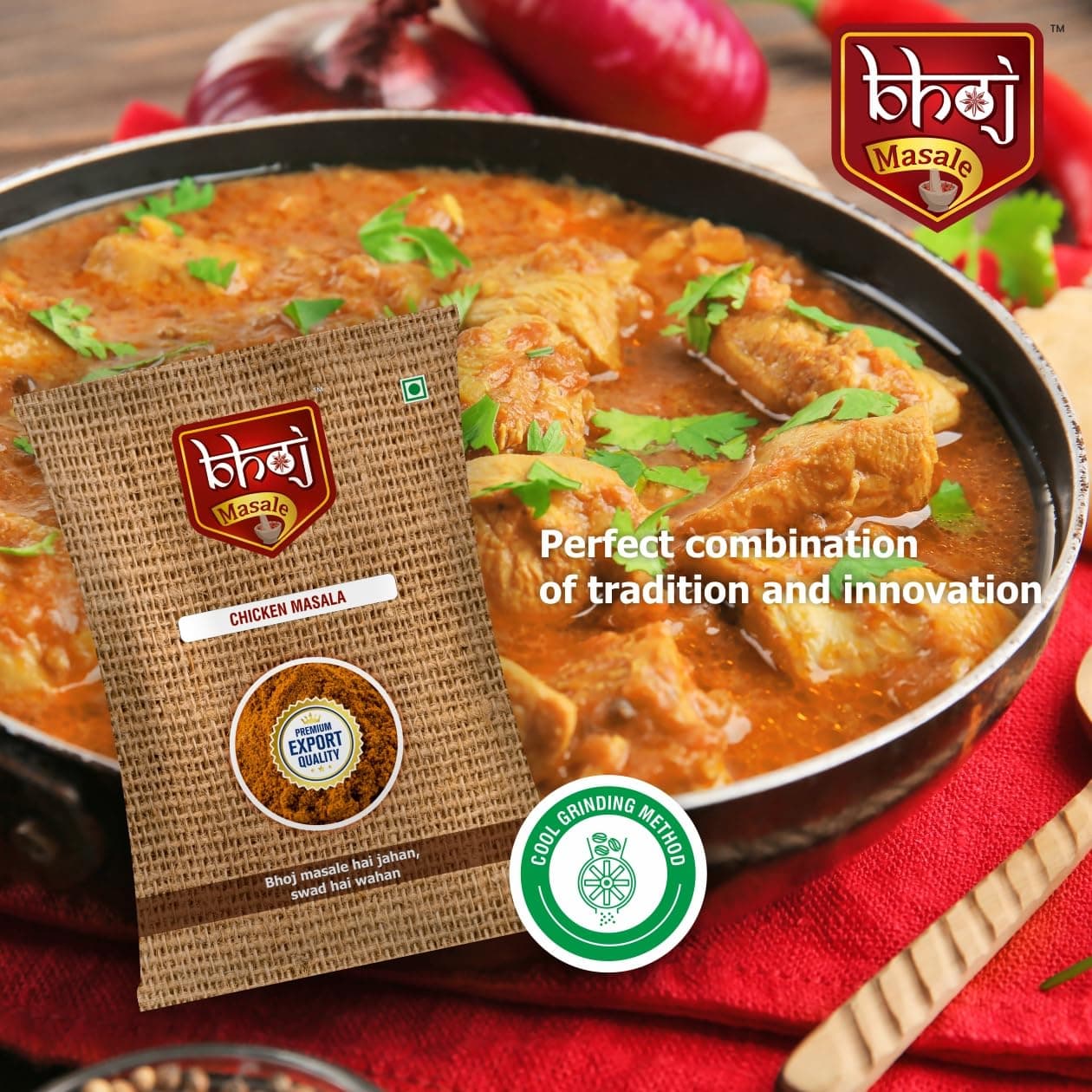 Bhoj Masale Chicken Masala with Natural Oils 100GM | Made with Authentic Spices | No Preservatives, Colours or Artificial Flavours​. No Colour, No Preservatives, No Onion and no garlic added — image 4