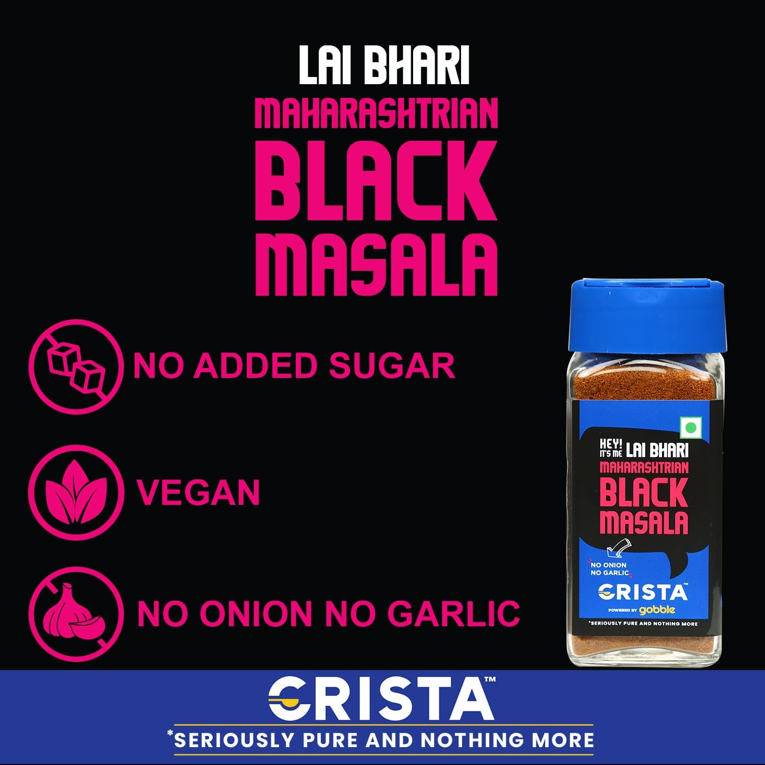 CRISTA Lai Bhari Maharashtrian Black Masala | Authentic Goda Masala | No Added Sugar | No Onion | No Garlic | Vegan | Zero added Colours, Fillers, Additives & Preservatives | 50 gms — image 5