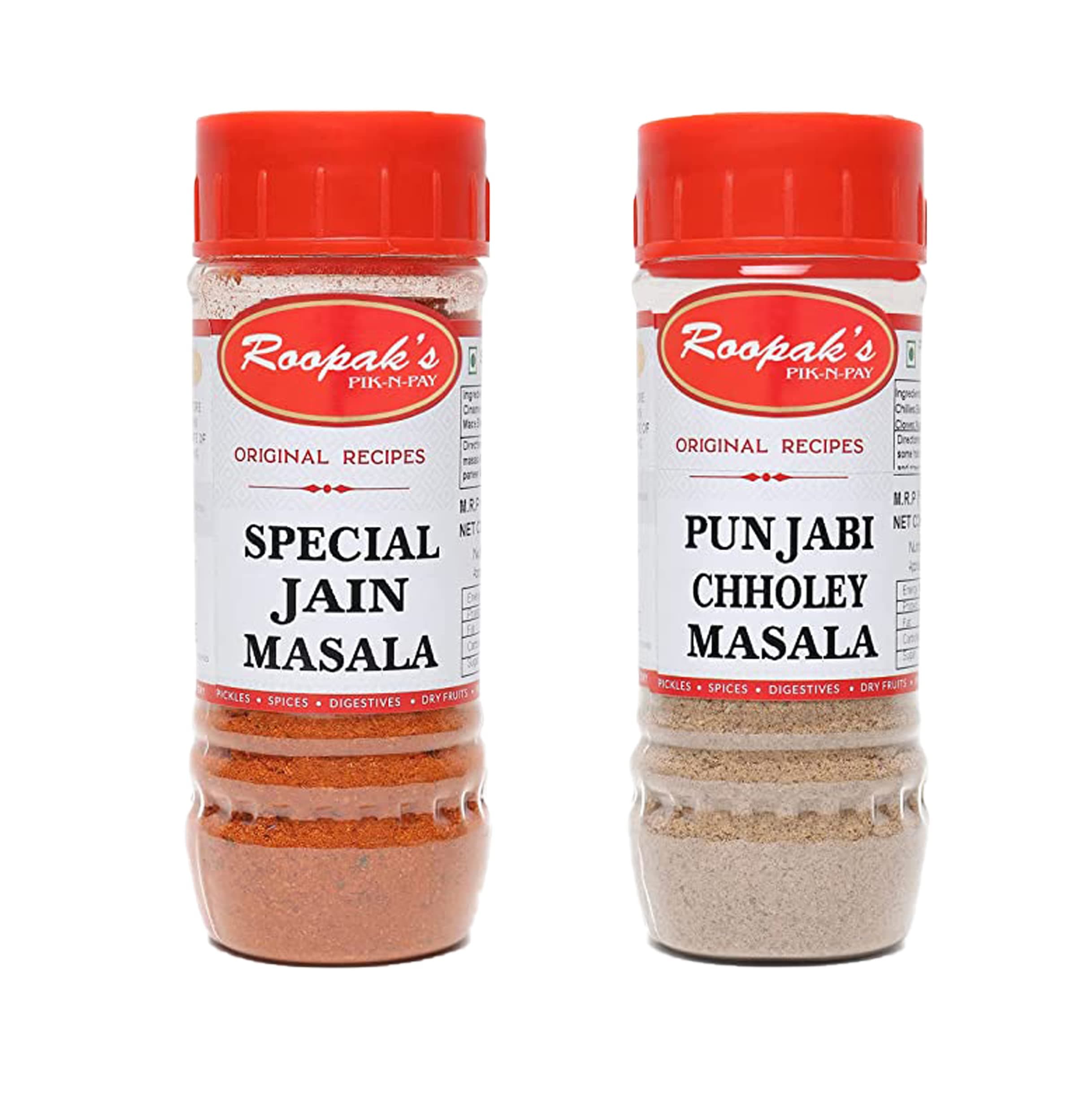 ROOPAK'S - Combo Pack Of Special Jain Masala + Punjabi Choley Masala (Pack Of 2, 100gm each)