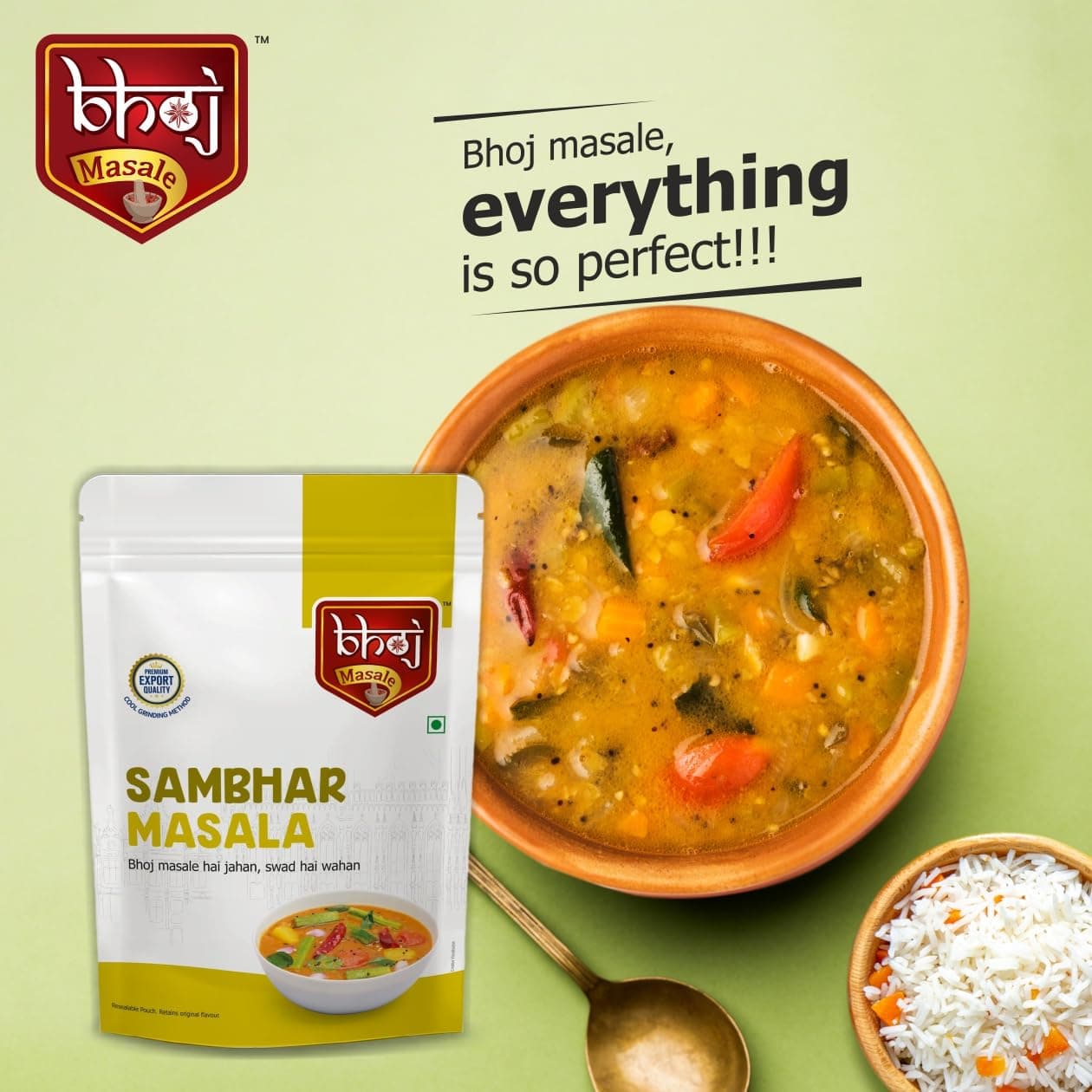 Bhoj Masale Sambhar Masala 200GM | Flavorful and aromatic Sambhar Masala with no added preservatives | Prepare Delicious Sambar At Home. No colour, no preservatives no onion & no garlic (Jain Masala) — image 5