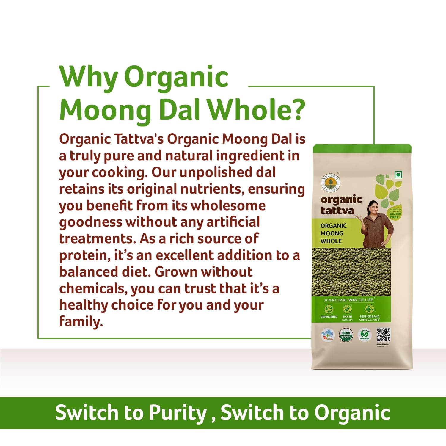 ORGANIC TATTVA , Organic Moong Whole/Sabut Moong Dal, Rich In Protein | Naturally Gluten Free And Unpolished | Pesticide And Chemical Free, 500 Gram — image 7