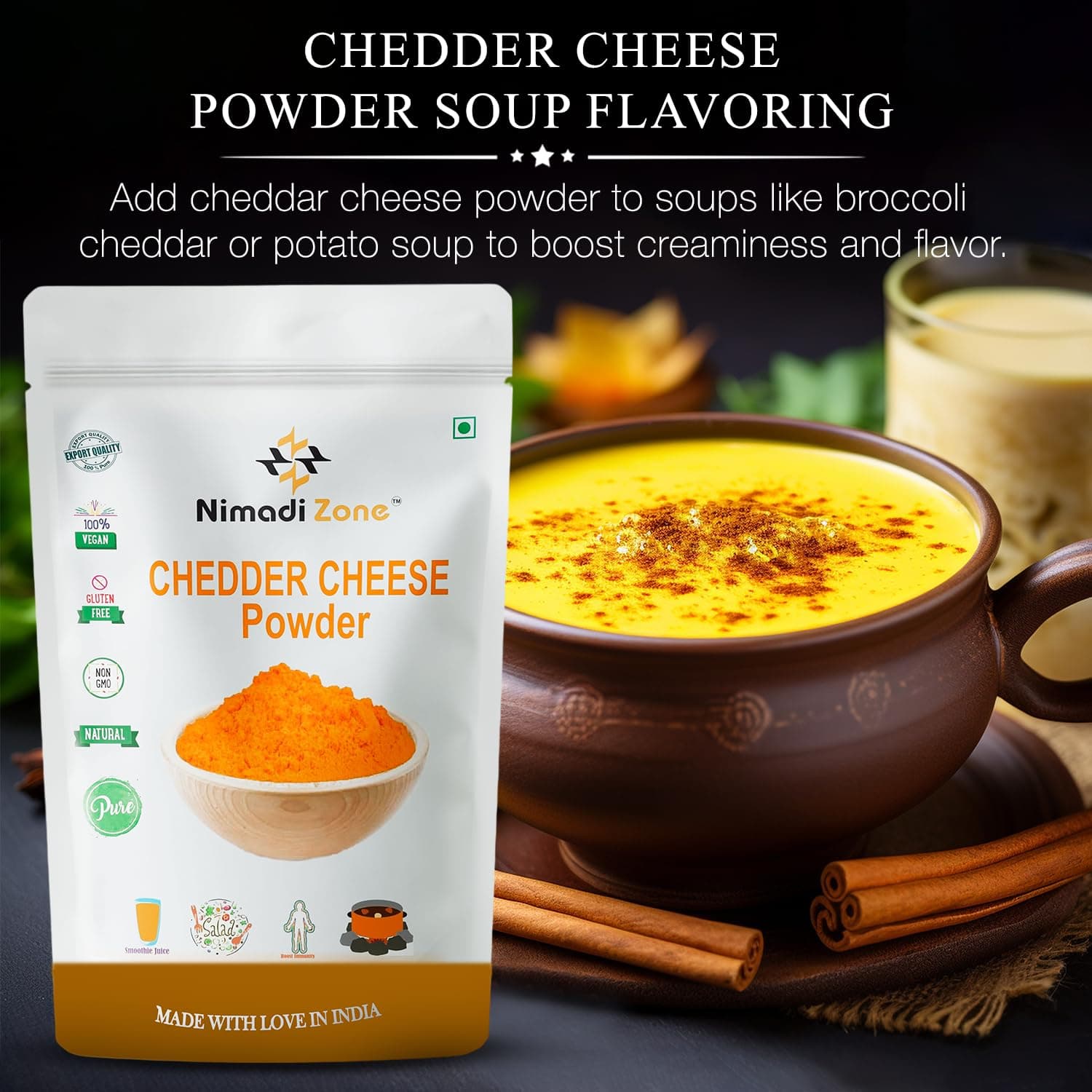 Cheddar Cheese Powder | Cheese Powder for Popcorn - 500 GM X 2 = 1 KG By Nimadi Zone — image 5