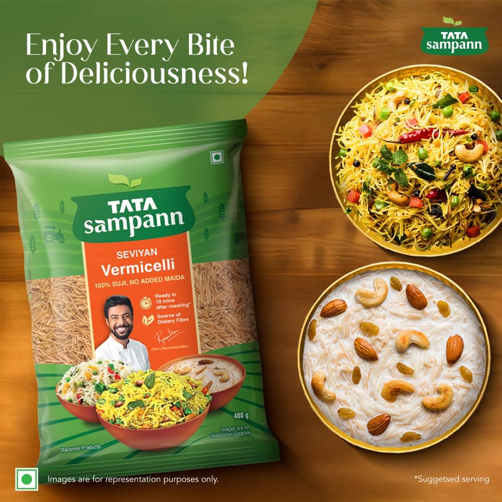 Tata Sampann Unroasted Vermicelli, Protein Rich Seviyan, Made with Suji, No Added Maida, Source of Dietary Fibre, 400g — image 7