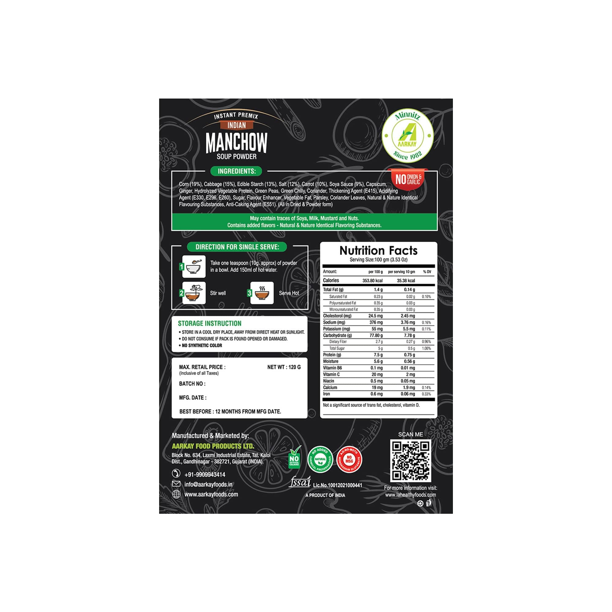 Minnitz Fresh and Delicious Manchow Veg Soup | Instant Mix | No Garlic and Onion |No Added Preservatives | No Chemical | Manchow Veg Soup Mix 120g(12 Servings) — image 3