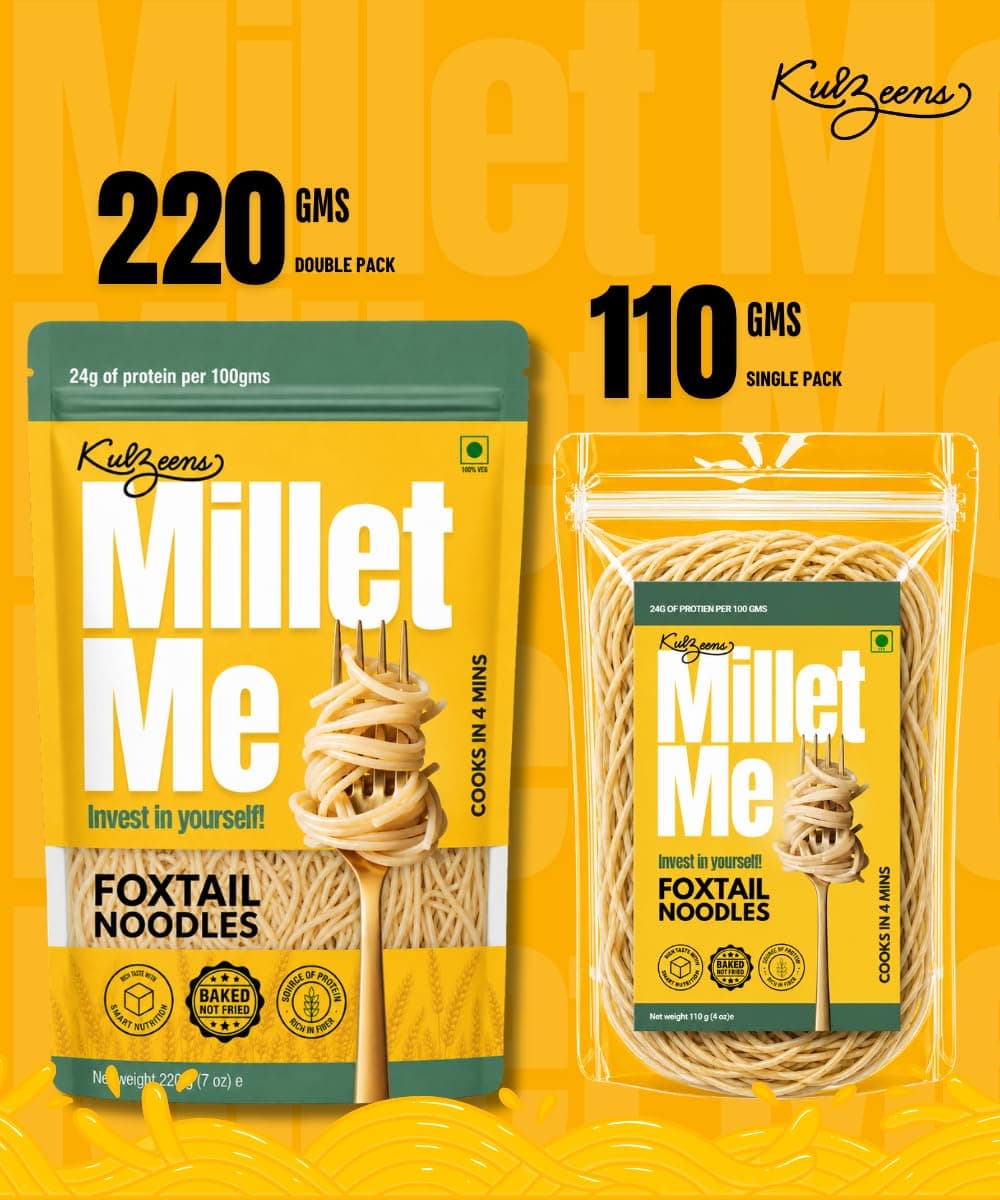 Millet Me by Kuizeens Foxtail Millet Noodles - 220G (Pack of 2) | Protein-Rich | Easy-to-Make | Fresh & Flavourfull | No MSG |No Preservatives|Ready in Minutes | Jain | No Onion & Garlic — image 3