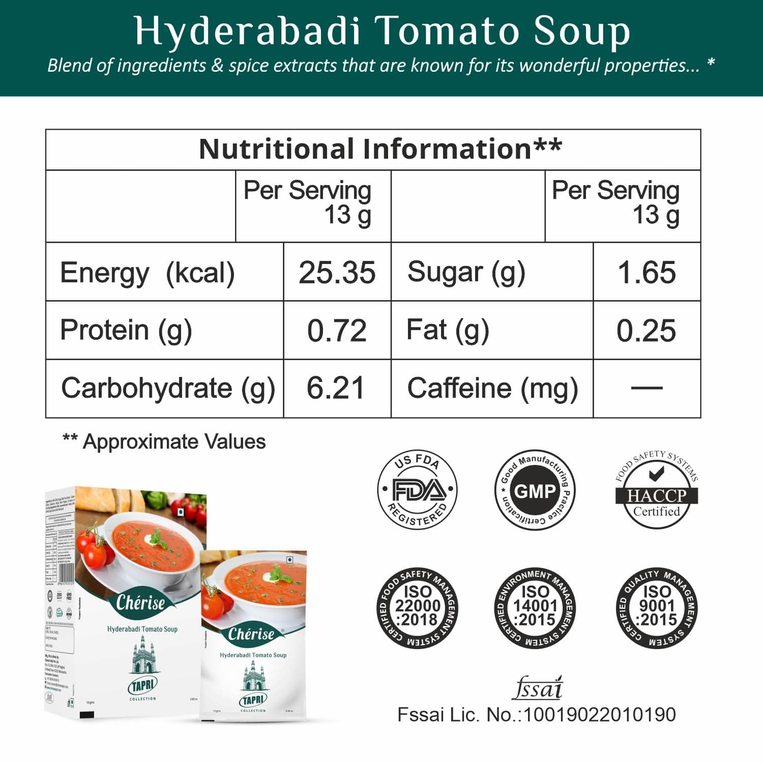 Cherise Tapri Premium Hyderabadi Tomato Soup Premix (13 g x 7 Sachets) — image 3