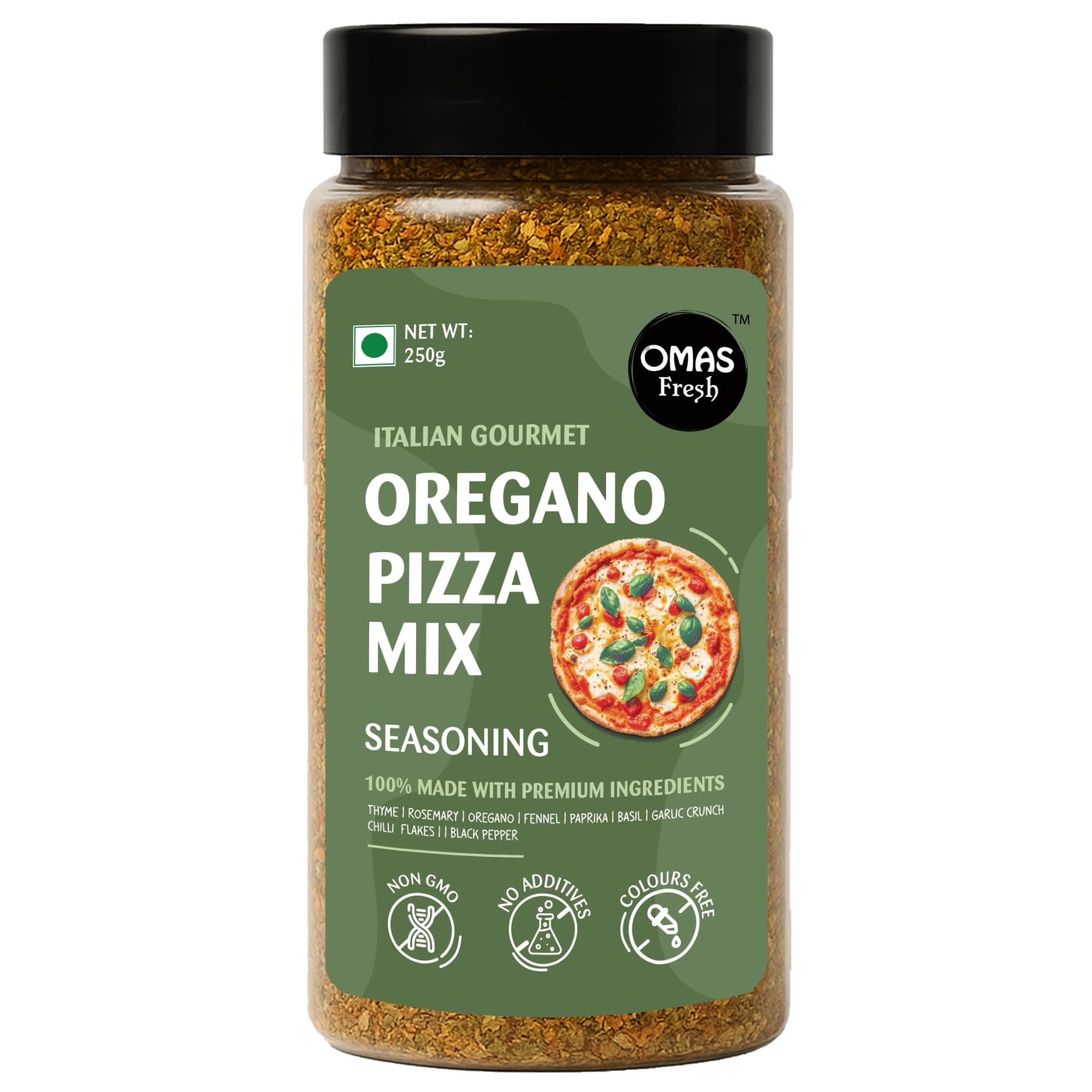 Omas Fresh Oregano Pizza Mix Seasoning | Italian Herb Seasoning Blend for Pizza, Pasta, Garlic Bread & More | 250g