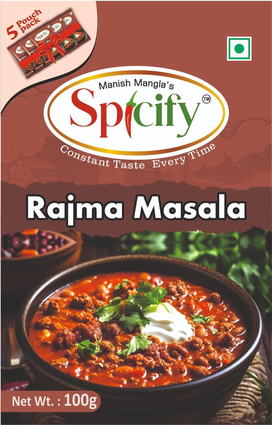 Spicify Rajma Masala - 100g | Ready to Use Instant Spice Mix | No Onion No Garlic No MSG | Authentic & Natural Spice Blend — image 2
