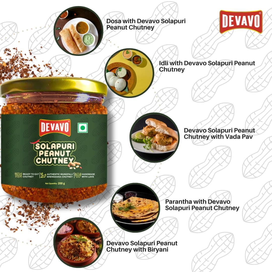Devavo Solapuri Peanut Chutney | Authentic Hand Pounded Shengdana/Mungfali Chutney | Ready to Eat | No Onion & Garlic | No Artificial Colour & Flavour | No Preservatives (200 g) — image 6