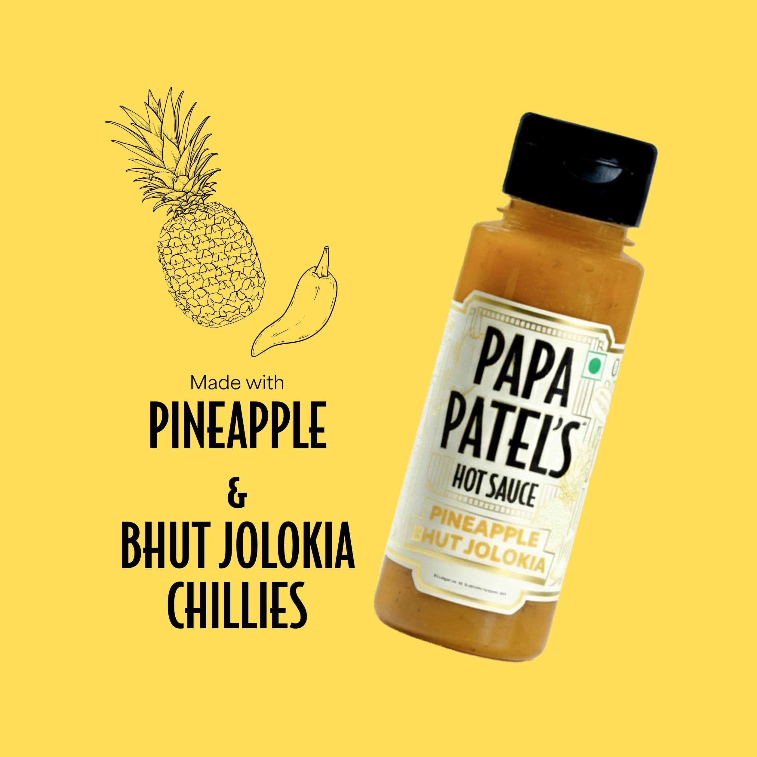Papa Patel’s Pineapple Bhut Jolokia Hot Sauce (250g) — Real Pineapple (25%) | Authentic North East Indian Ghost Peppers | The Ultimate Sweet-Heat Balance | Slow-Crafted for Gourmet Depth | Artisanal Fire & Pure Flavor | No MSG, Vegan & Gluten-Free — image 4