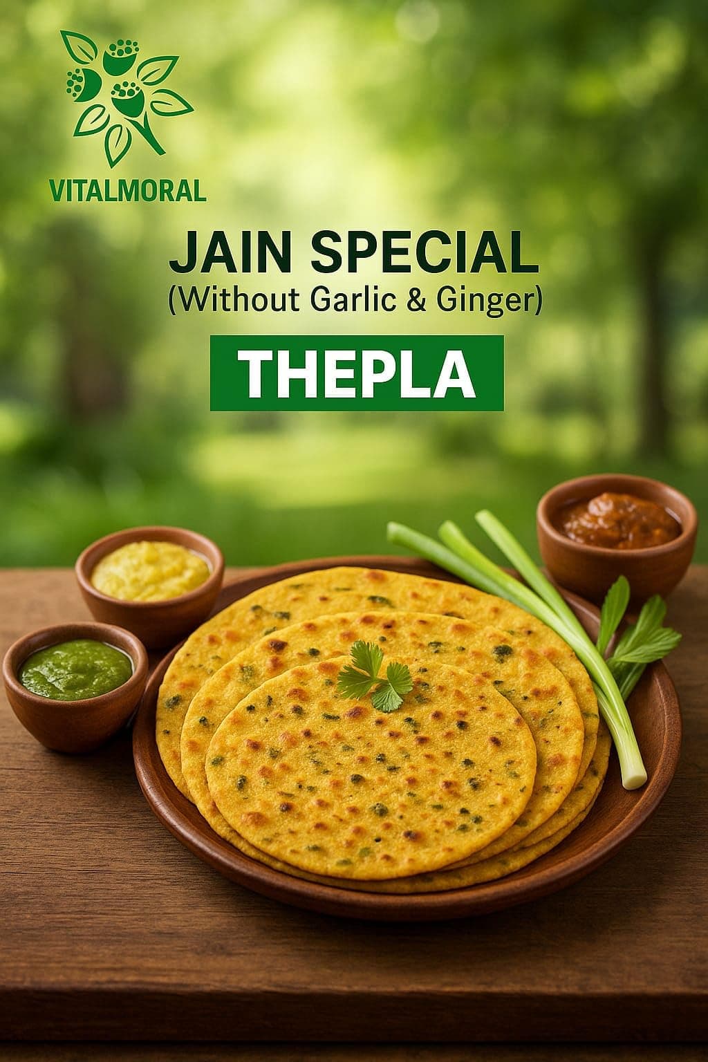 Mouthmelt Jain Special Thepla Pack of 8 | Ready to Eat,Rosted, Not Fried | without Garlic & Ginger | 3 Month Shelf Life- Free Green Chutney - Gujarati Snack (200G x 8 Packets, 6 pcs in 1 pack) - 1600 Grams — image 2