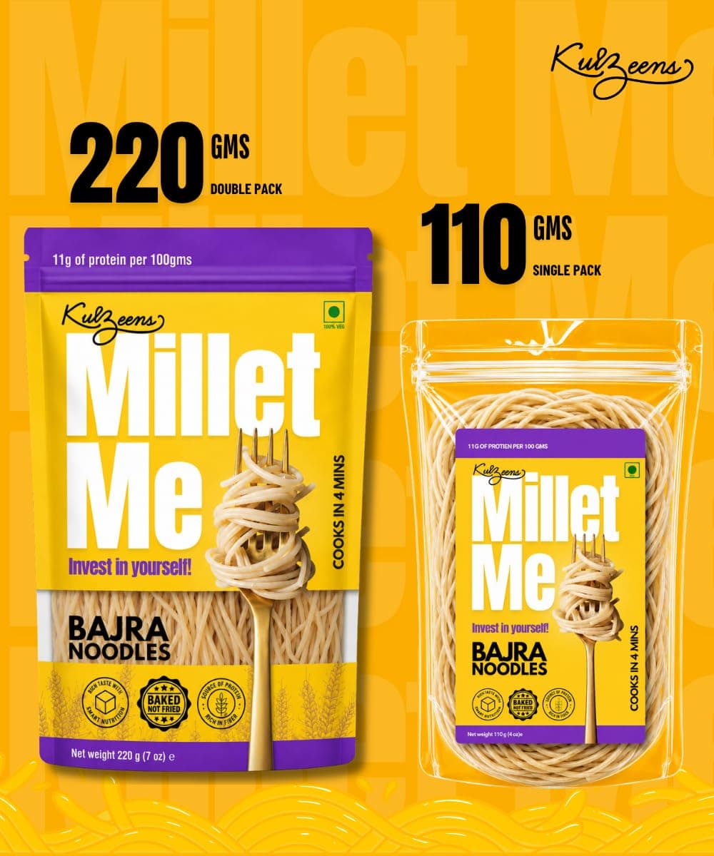 Millet Me by Kuizeens Bajra - 220g | Pearl Millet | Diabetic Friendly |Gluten-Free Noodles | High Fiber & Protein | Vegan & Diabetic-Friendly | Heart Healthy | Traditional Pearl Millet Noodles for Wholesome Meals | Jain | No Onion & Garlic — image 3