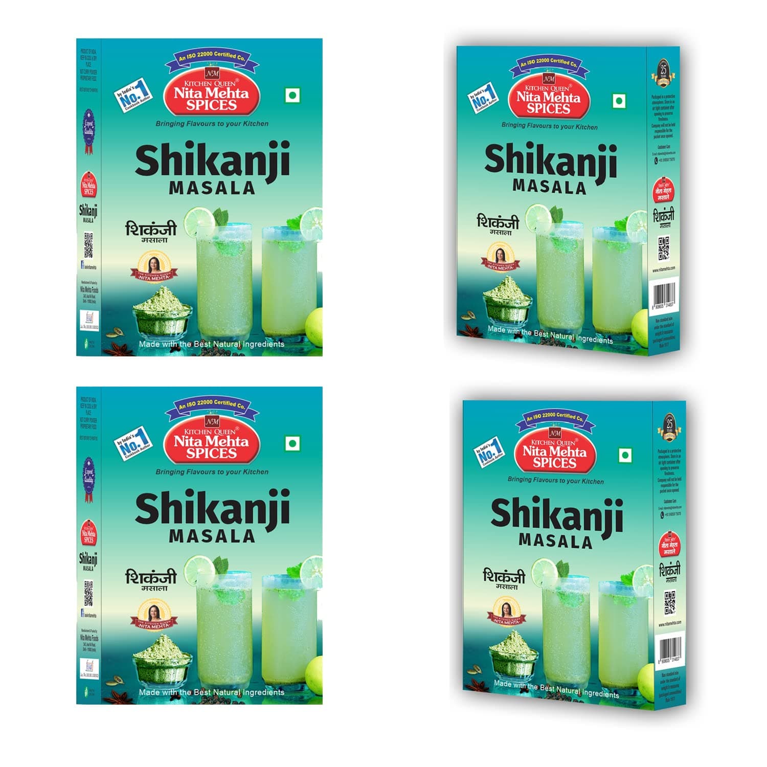 KITCHEN QUEEN NITA MEHTA Shikanji Masala 100g Each (Pack of 4) = 400g | Make Varieties of Shikanji at Home (SHIKANJI MASALA, 4 PACK | 400g) — image 2