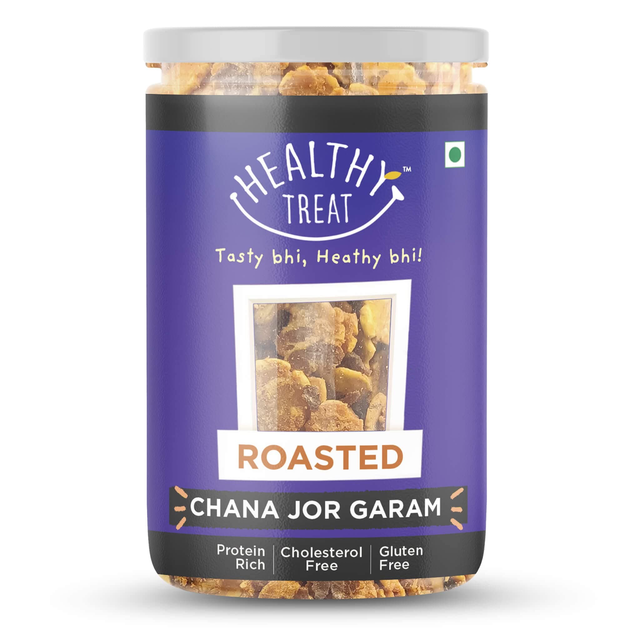 Healthy Treat Roasted Chana Jor Garam 200 gm | Healthy, Roasted Oil-Free Namkeen | Ready-to-eat | Healthy Snacks | Low in calories | Protein-Rich Snack | Roasted Beaten Chana Snack | Gluten Free