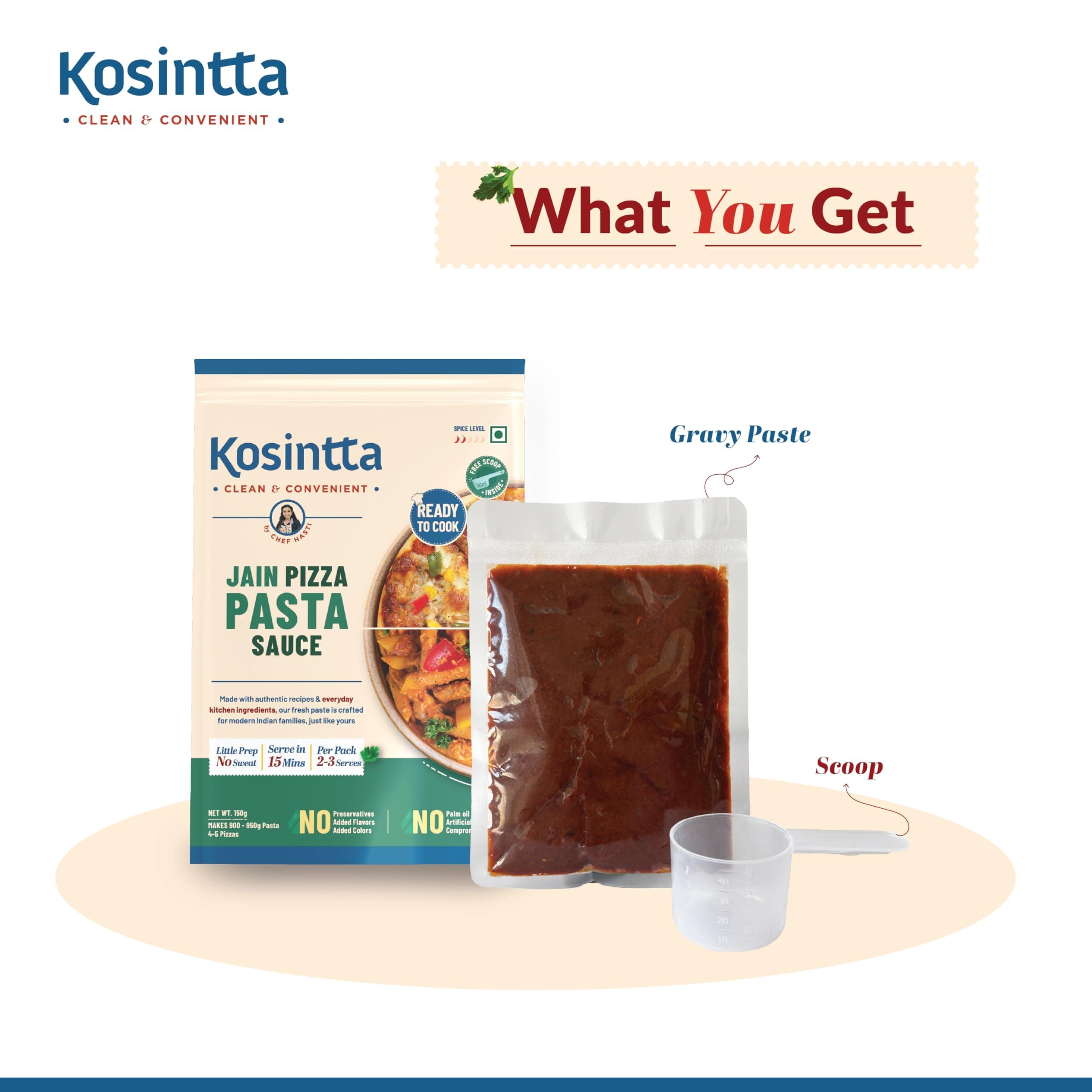 Kosintta Jain Pizza Pasta Sauce | Ready-to-Cook Italian Style Sauce | Cooks in 15 Minutes | Serves 2–3 | No Preservatives & No Palm Oil | Tasty & Aromatic | Fresh Small-Batch Sauce | 150g — image 7