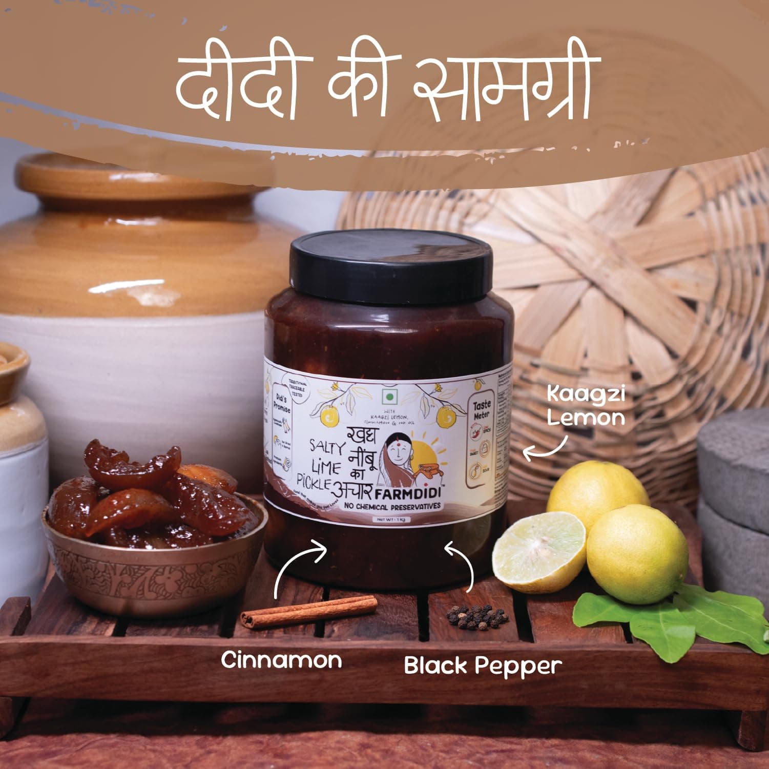 FarmDidi Salty Lemon Pickle 1 kg in Fresh | Homemade Oil-Free Nimbu ka Achar with No Onion or Garlic | Traditional Lemon Sour Pickle | Grandma’s Taste, Indian Homemade Achar — image 4