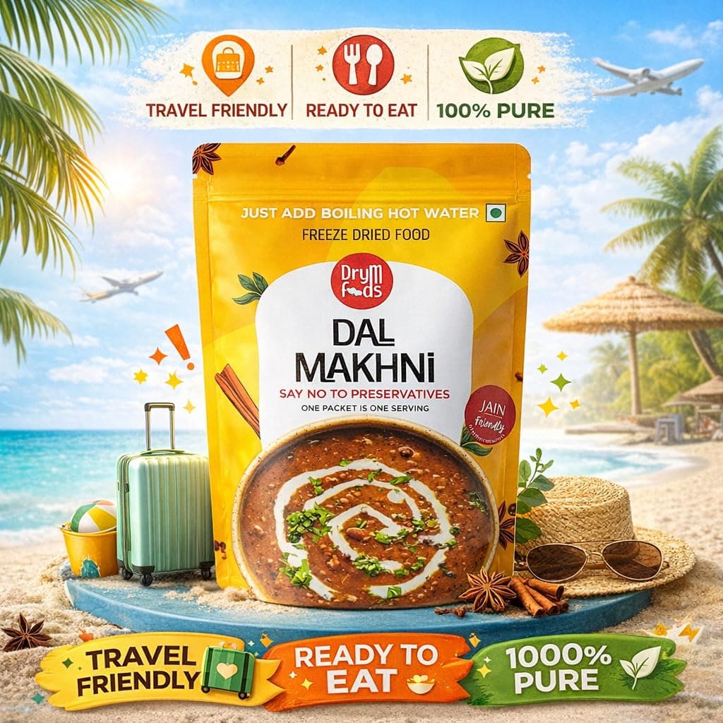 DryM Foods Jain Dal Makhani 250g | Jain Food | Freeze-Dried Ready to Eat | Preservative-Free Authentic Indian Curry | Just Add Hot Water | Travel & Camping Food | Long Shelf Life — image 3